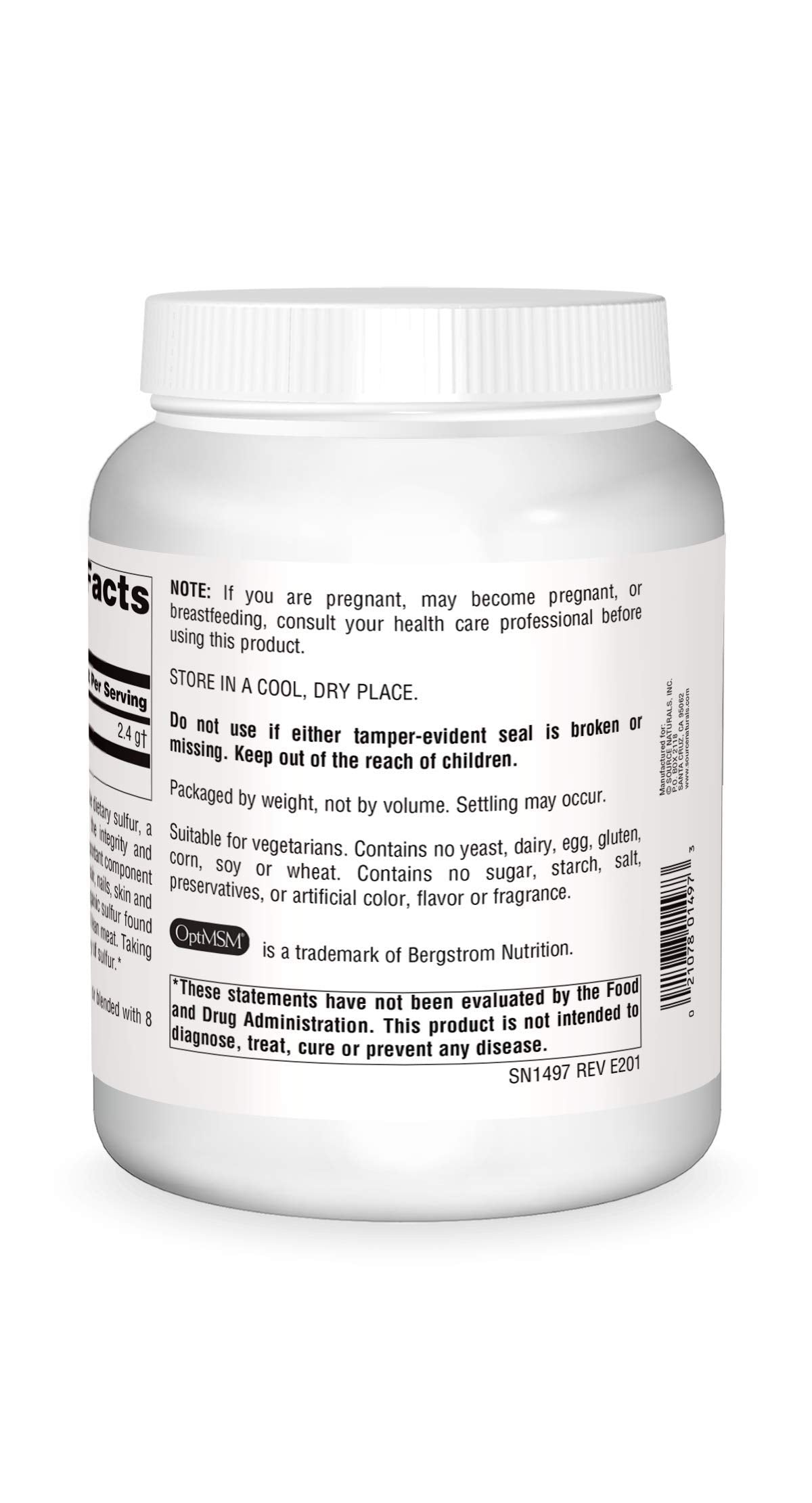 Source Naturals MSM demi-cuillere dose pour mélange rapide.