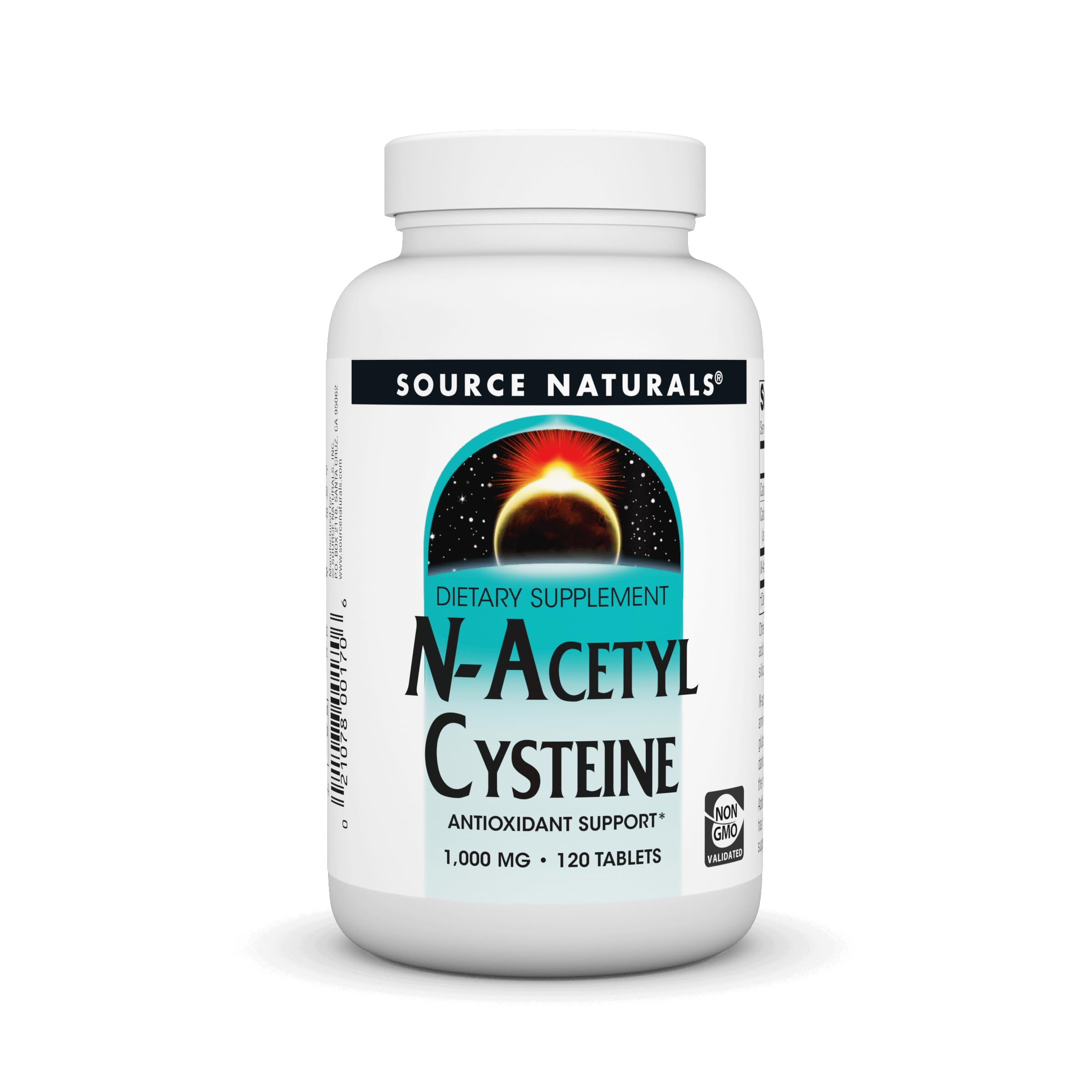 Source Naturals N-Acetyl Cysteine : bouteille 1000 mg prête à l'emploi.