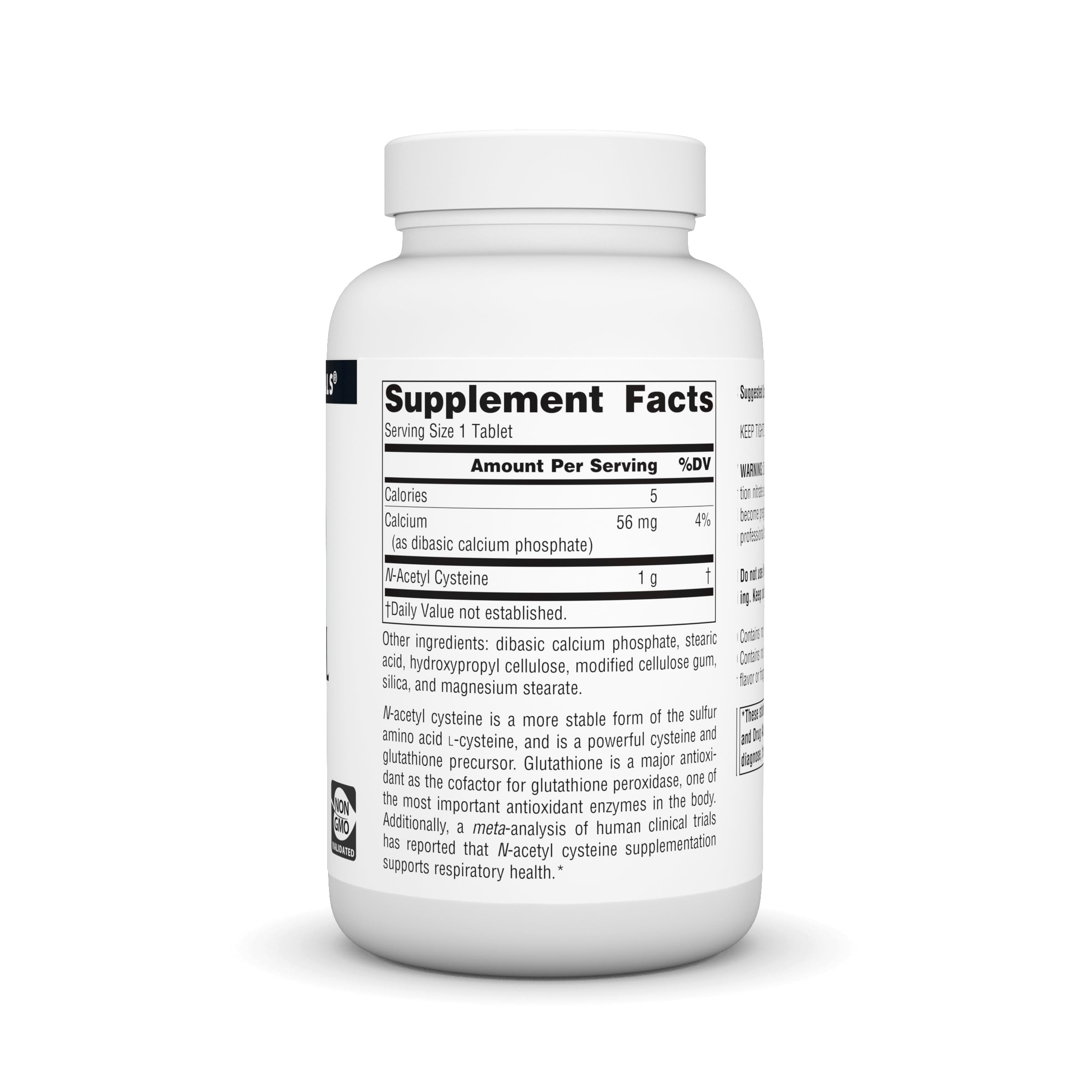 Source Naturals N-Acetyl Cysteine : étiquette claire et lisible.