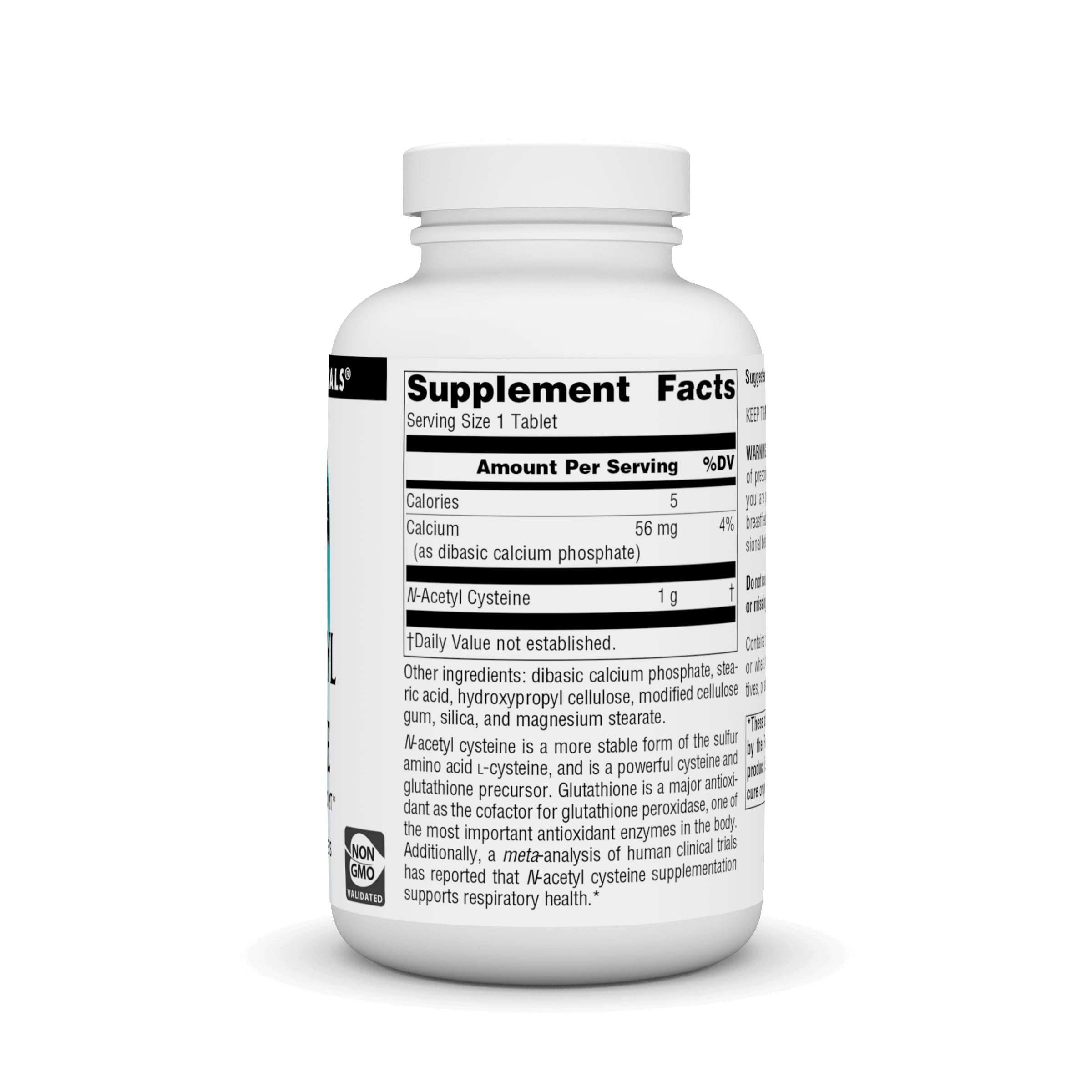 Source Naturals NAC emballage et comprimés, possible soutien à la santé respiratoire.