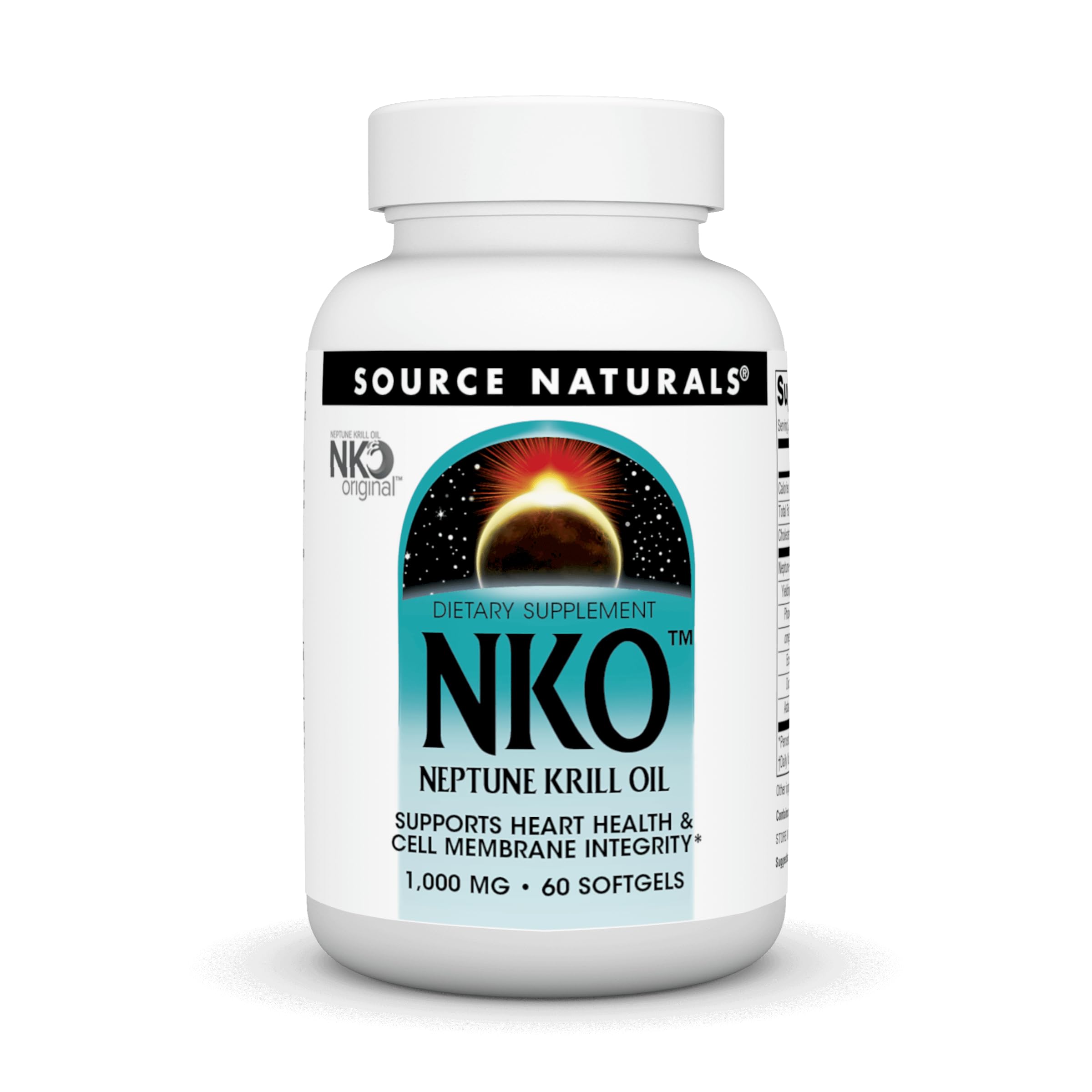 Source Naturals NKO Neptune Krill Oil — bouteille, soutien potentiel aux membranes cellulaires