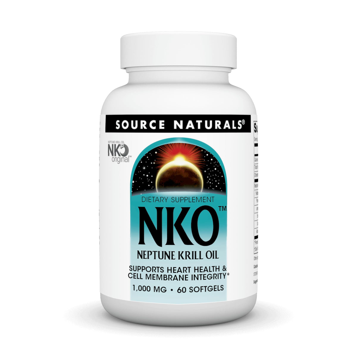 Source Naturals NKO Neptune Krill Oil — bouteille, soutien potentiel aux membranes cellulaires