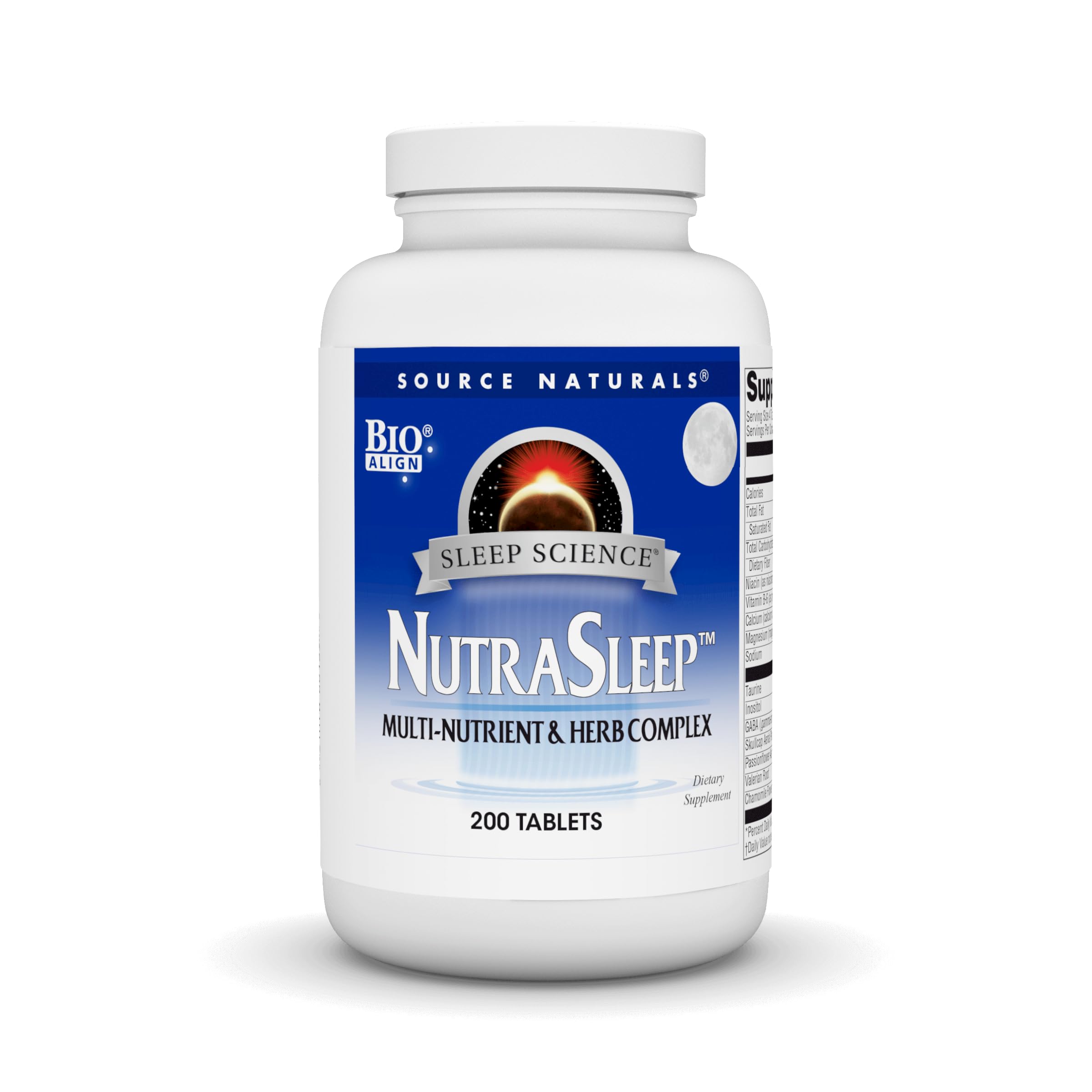 Source Naturals NutraSleep - Bouteille 200 comprimés pour relaxation et repos nocturnes.