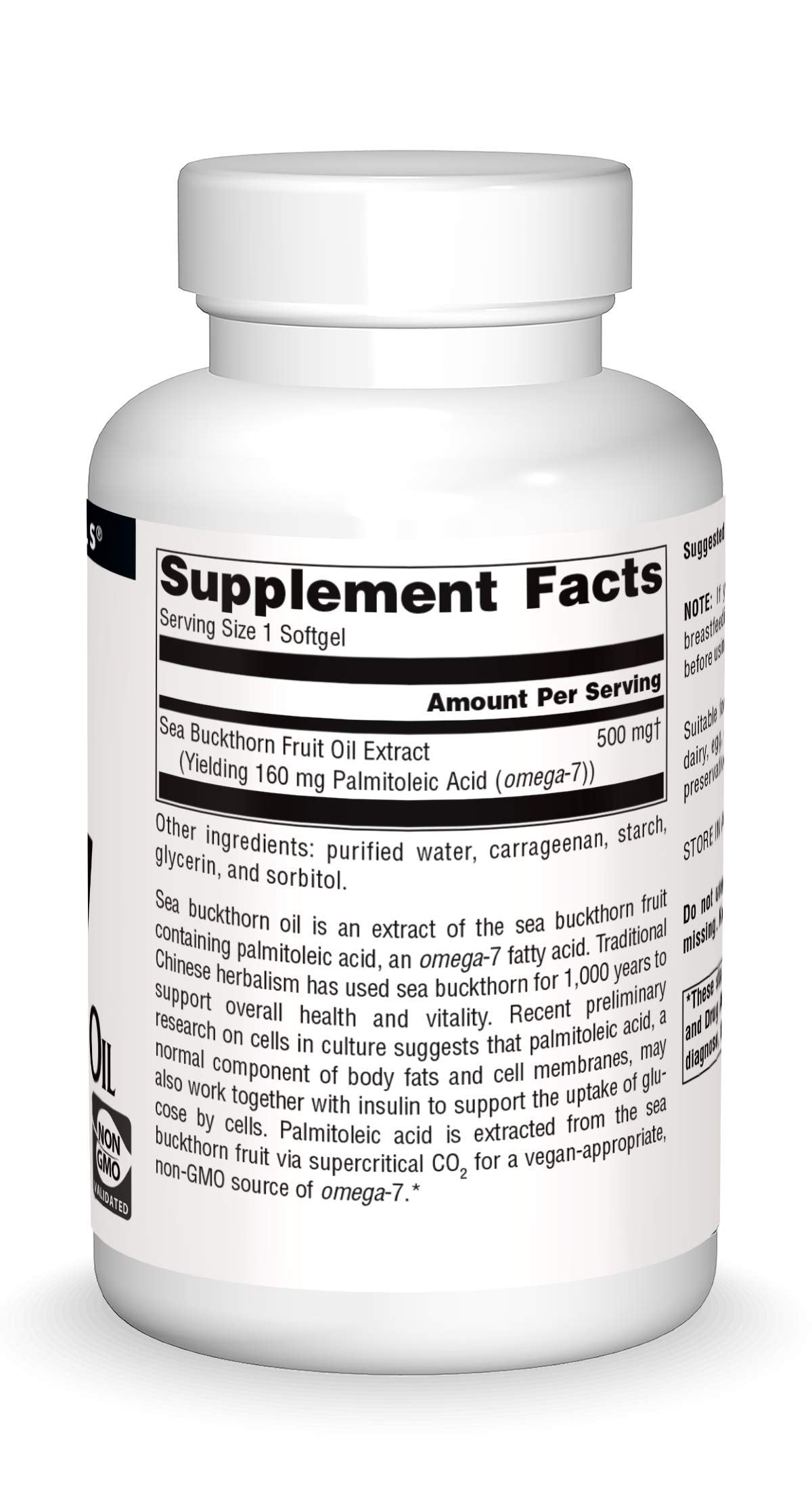 Source Naturals Omega-7: gélules riches en palmitoléique pour les membranes cellulaires.