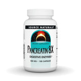 Source Naturals Pancreatin 8X capsules faciles à avaler pour l'aide digestive.