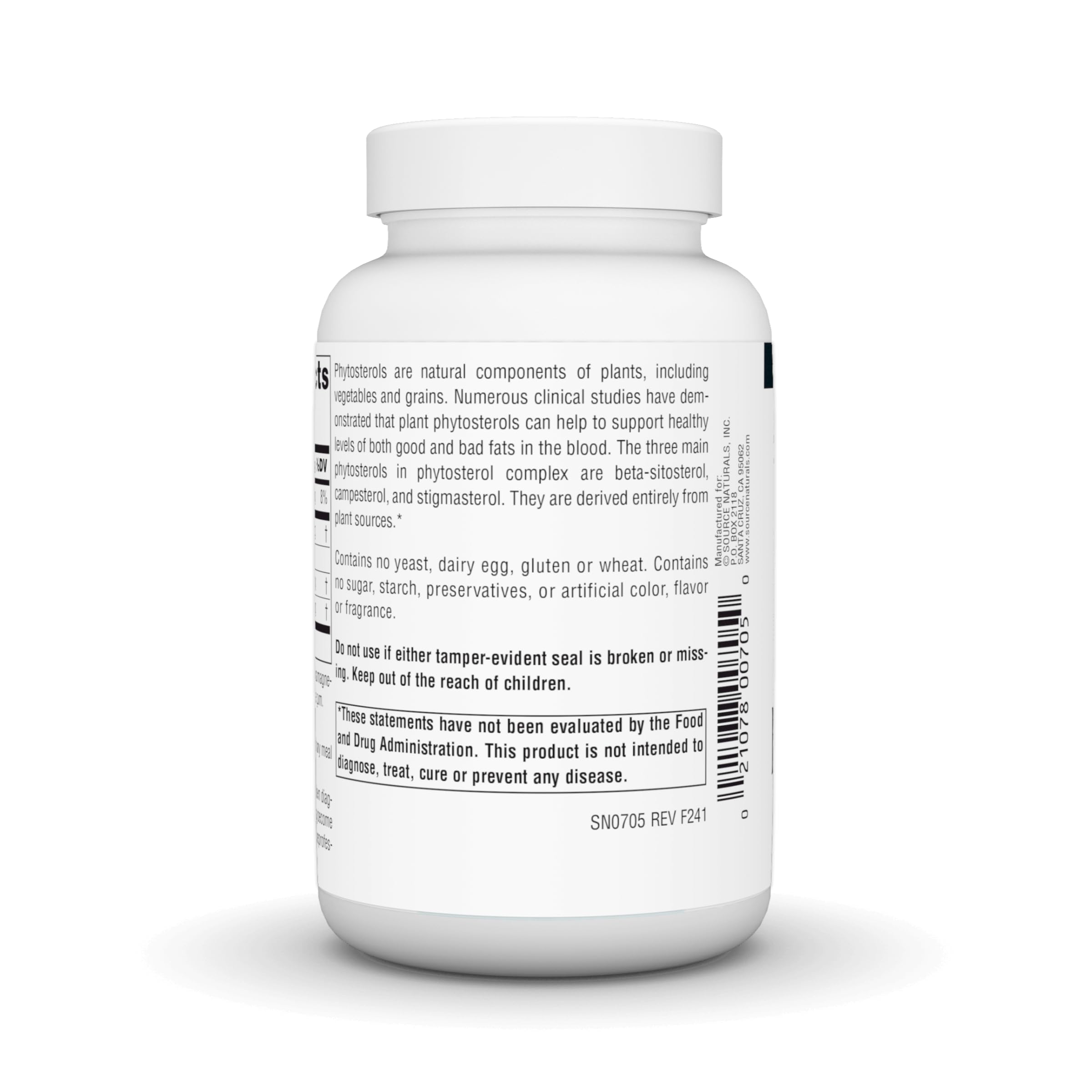 Étiquette du Phytosterol Complex en zoom, montre le nom de produit et la présentation.