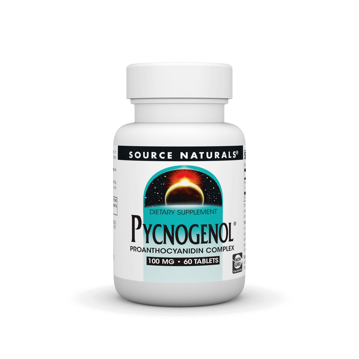 Source Naturals Pycnogenol 100 mg tablettes dans boîte, soutien antioxydant naturel au quotidien.