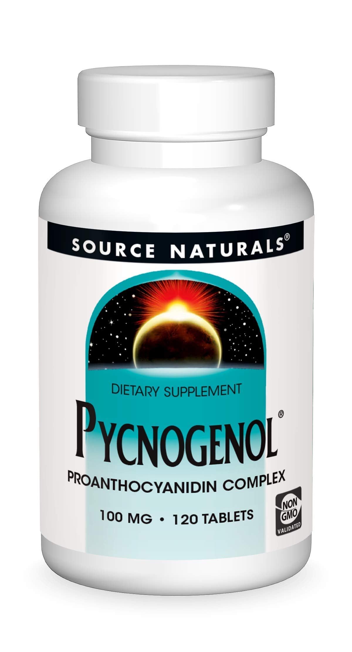 Source Naturals Pycnogenol capsules 100 mg dans une bouteille pratique pour le quotidien.