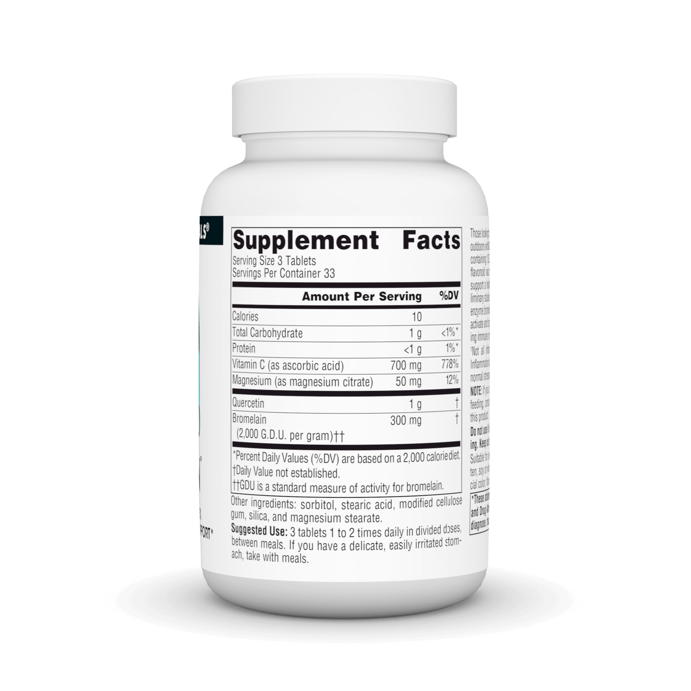 Source Naturals Quercetine: emballage du produit avec ingrédients clés