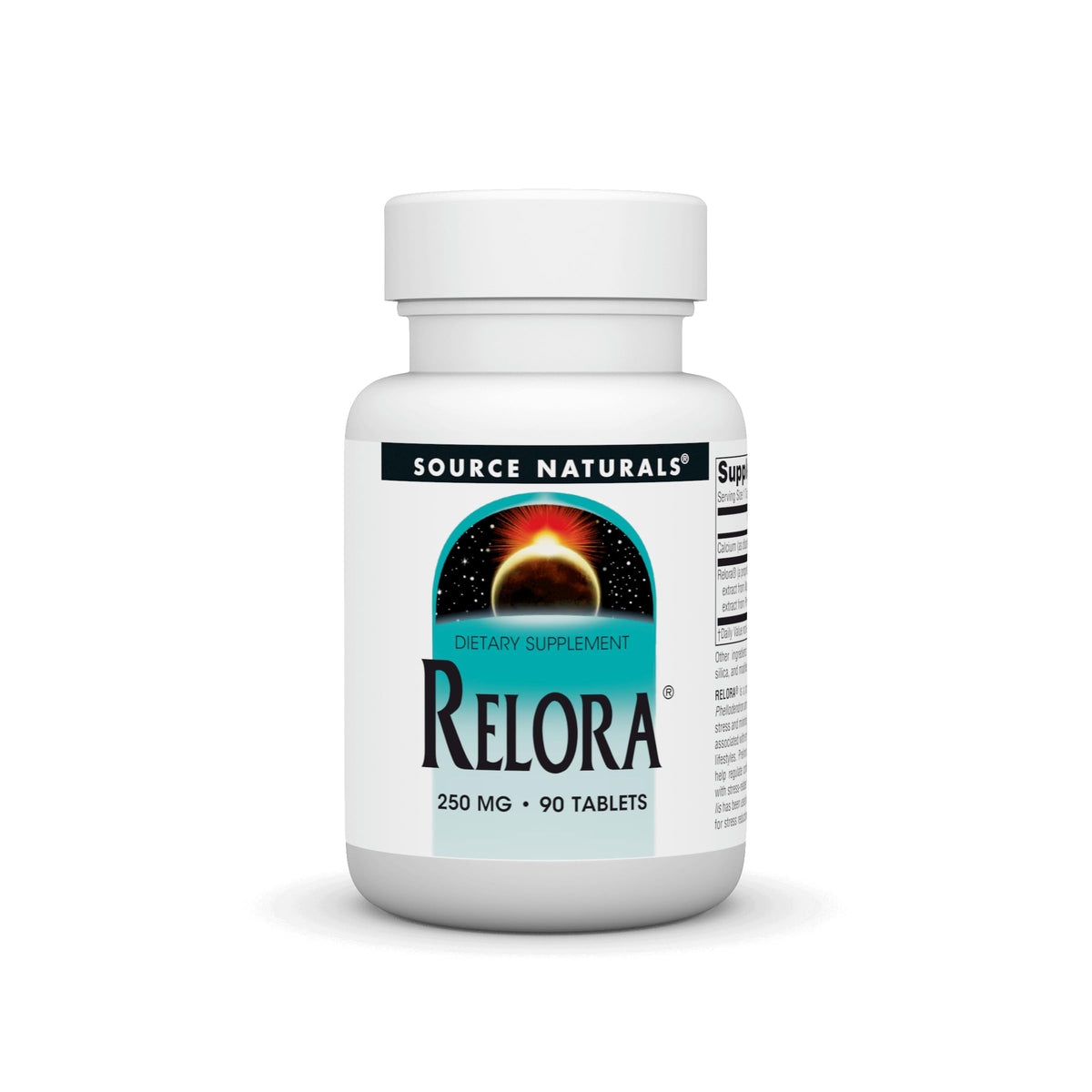 Source Naturals Relora, bouteille de comprimés, soutien potentiel à un comportement alimentaire équilibré.