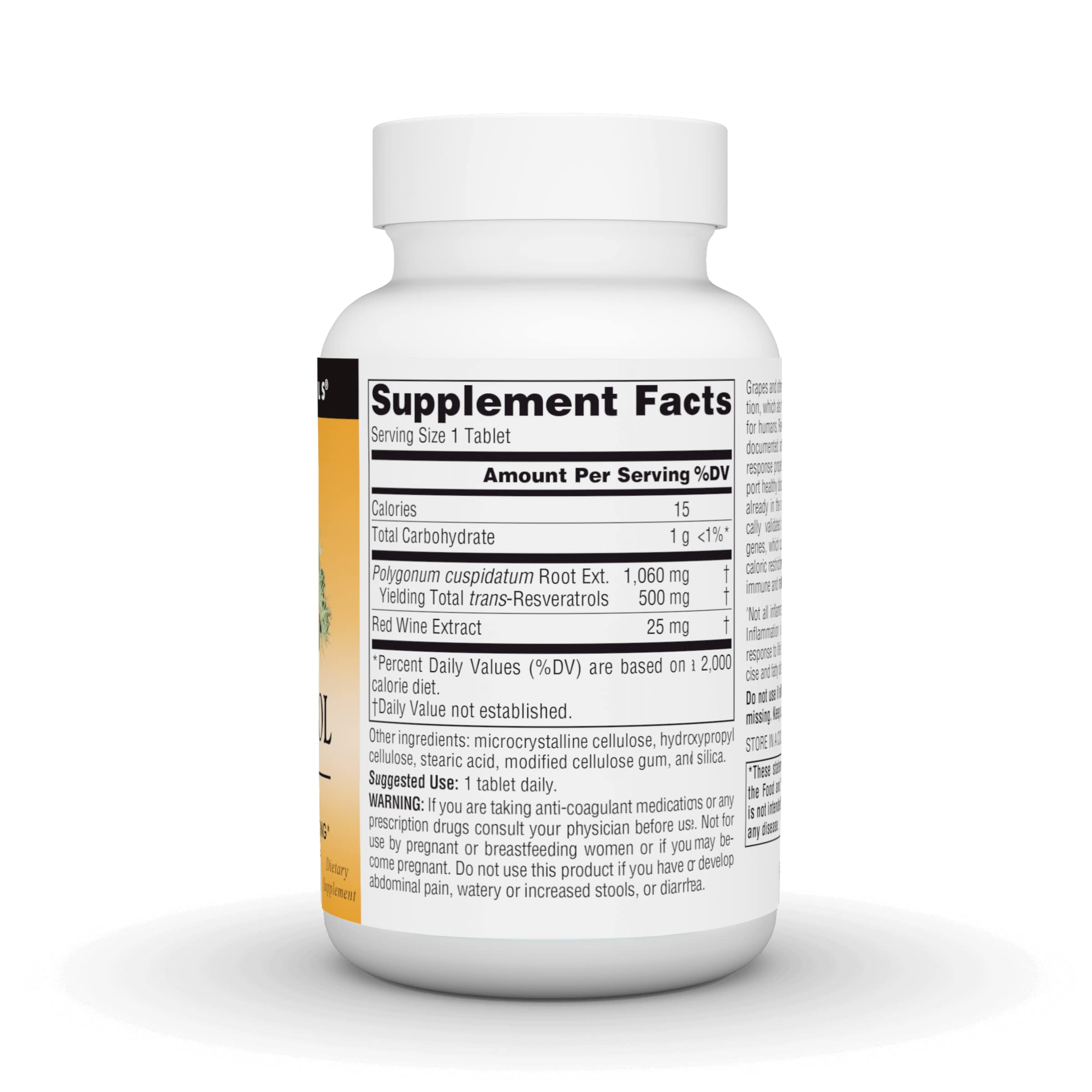 Source Naturals Resveratrol 550, comprimés sur boite, intégration facile à la routine quotidienne.