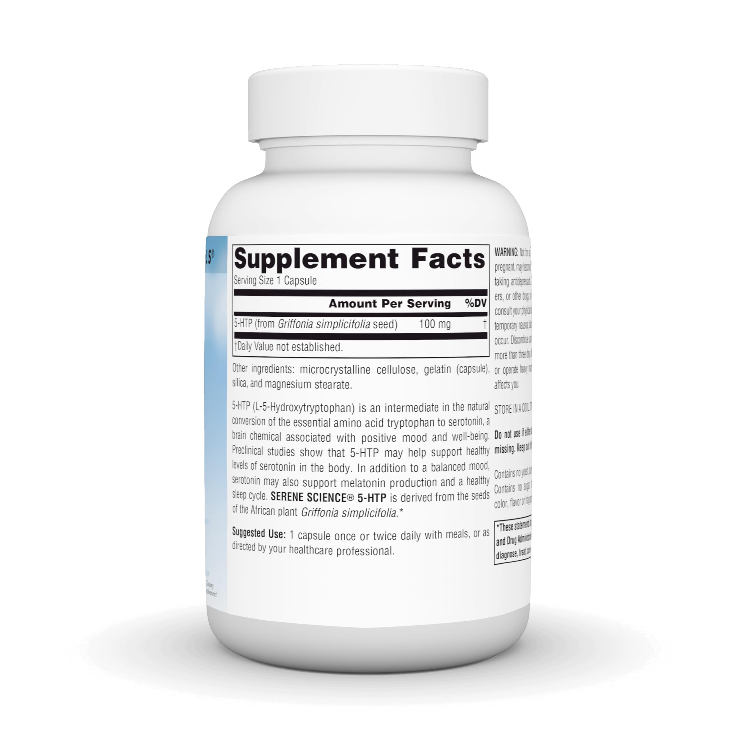 Capsules Source Naturals Serene Science 5-HTP, faciles à avaler avec de l'eau