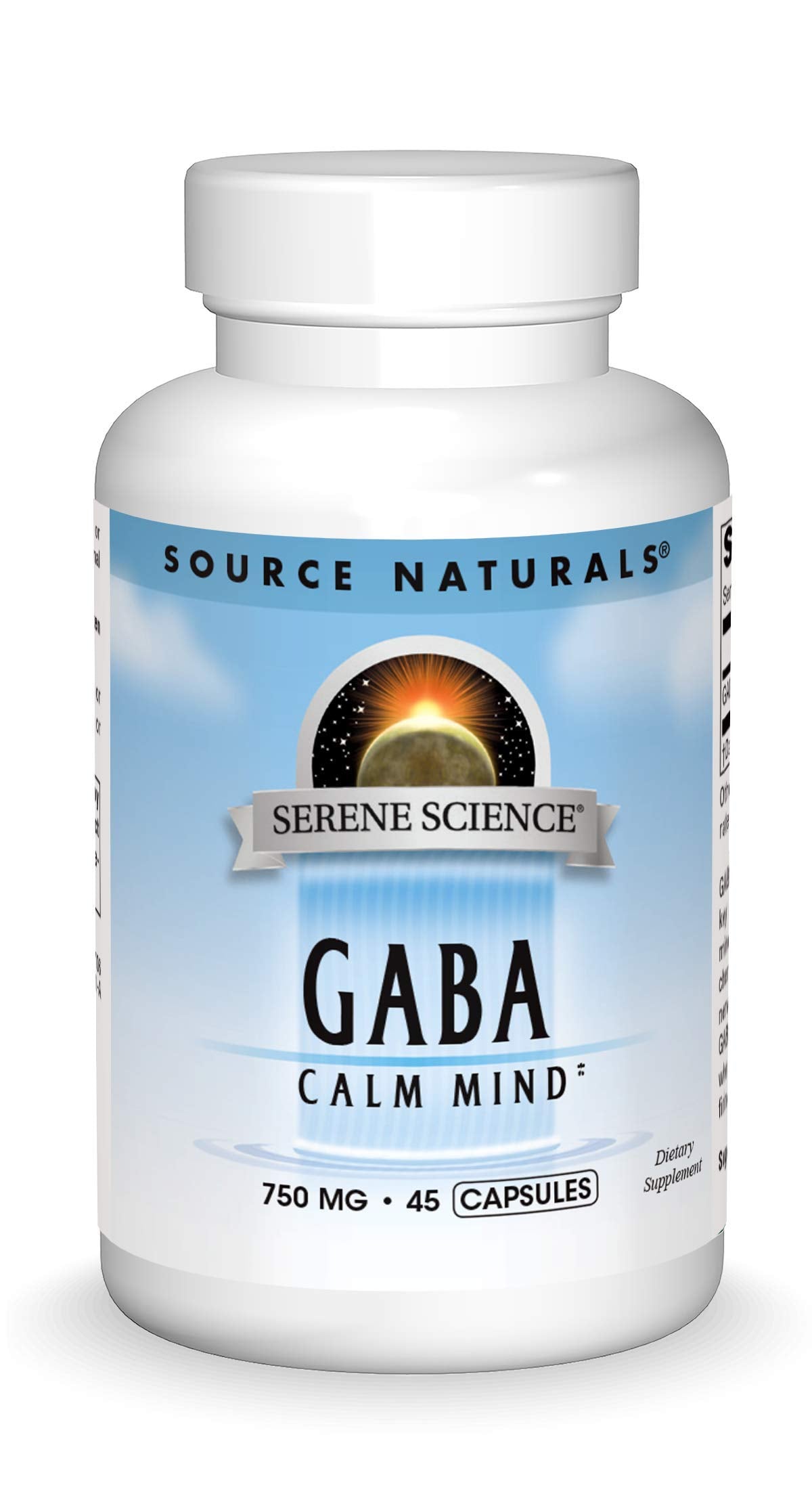 Source Naturals Serene Science GABA — bouteille prête à une routine de relaxation.