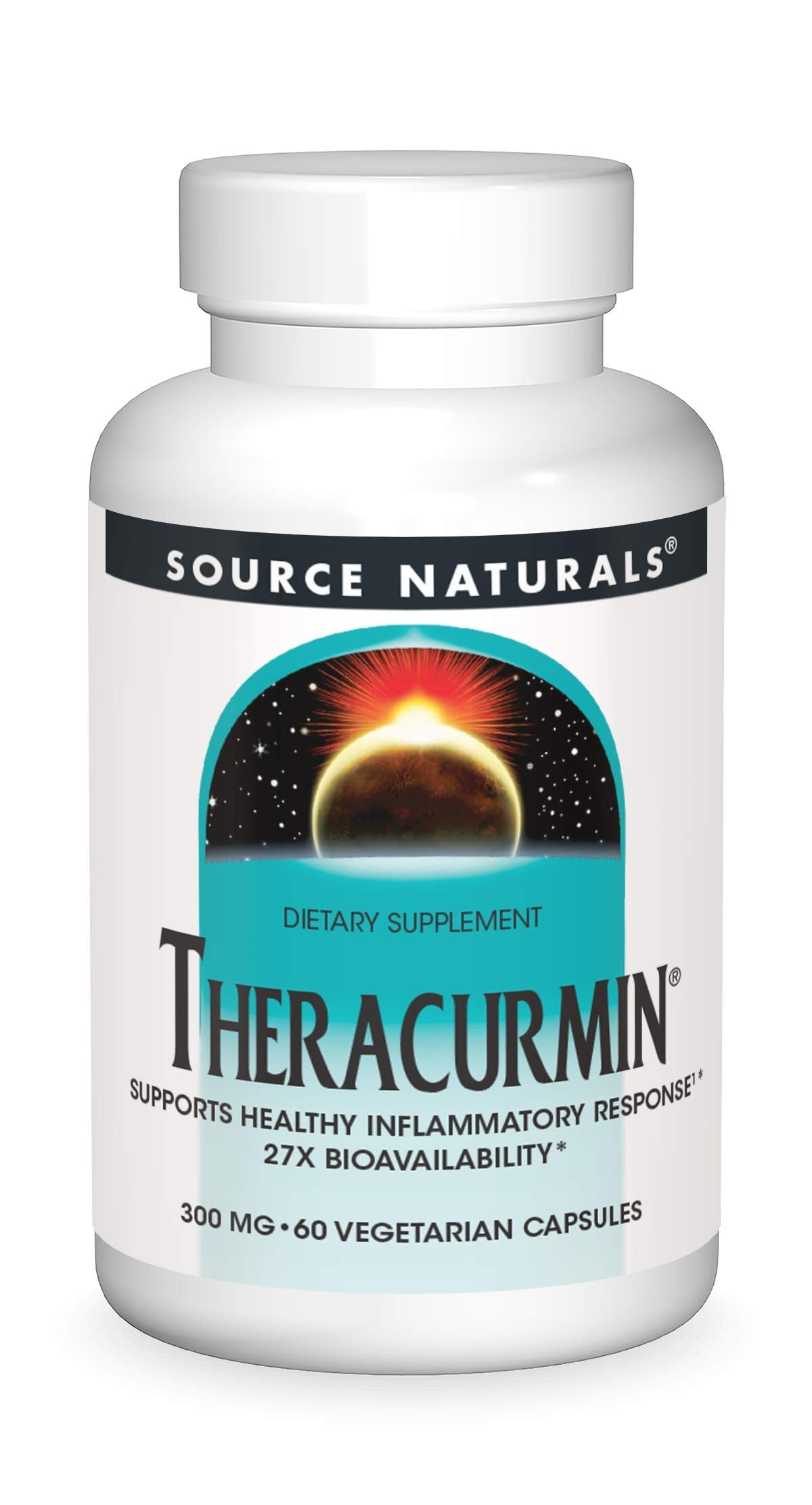 Source Naturals Theracurmin — bouteille et gélules, soutien potentiel à une inflammation équilibrée.