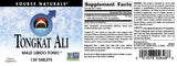 Source Naturals Tongkat Ali – emballage et étiquette, traçabilité USA