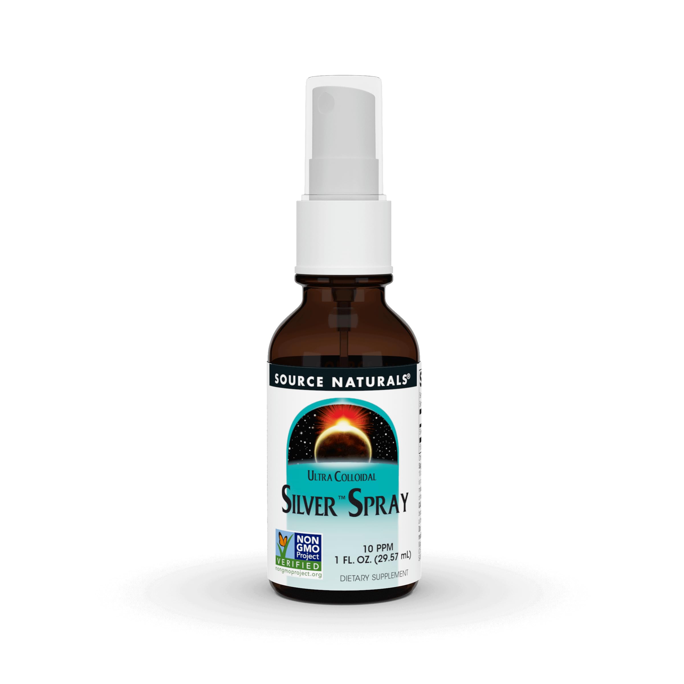 Source Naturals Ultra Colloidal Silver Spray – bouteille prête pour une utilisation bien-être quotidienne.
