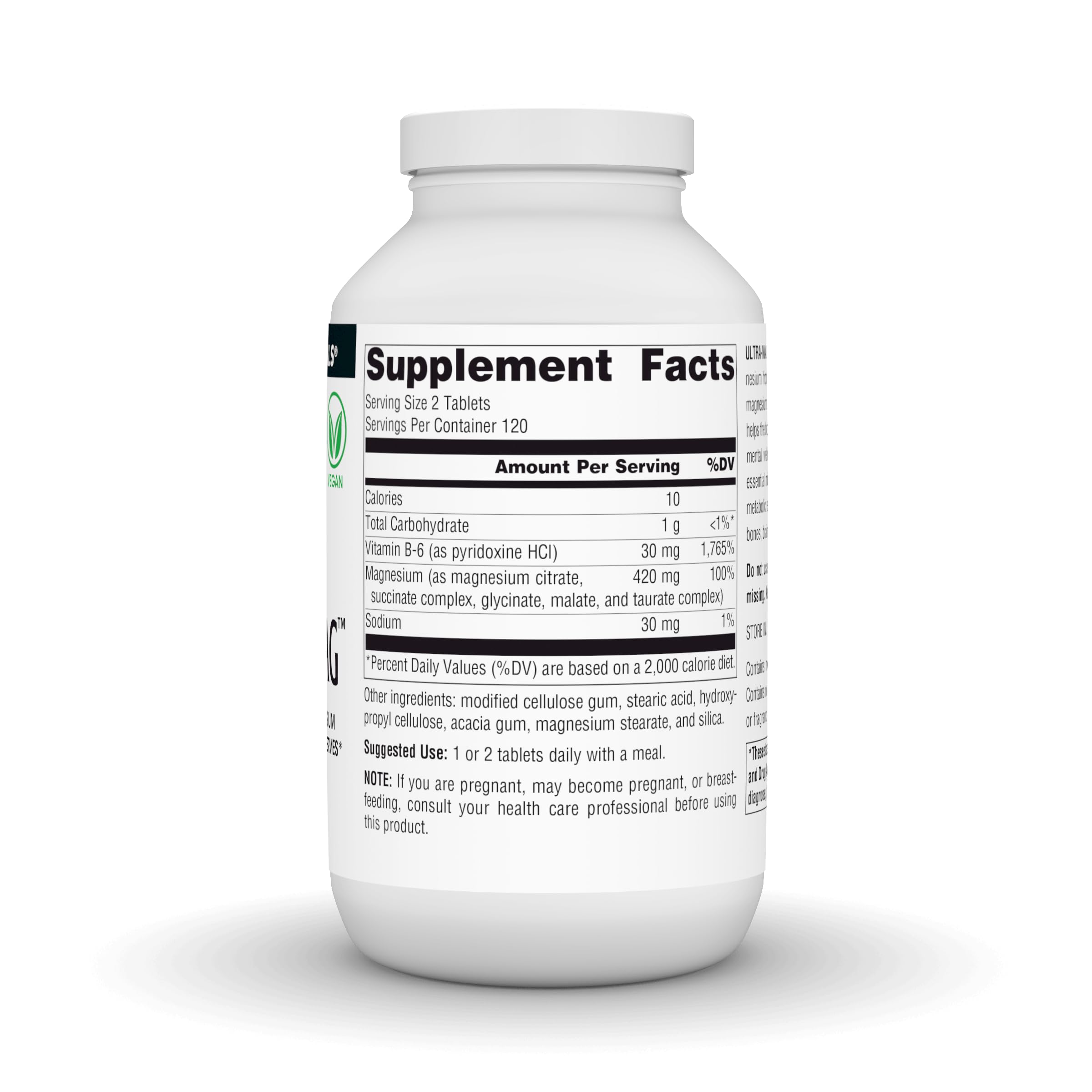 Étiquette Source Naturals Ultra-Mag, détails des sources de magnésium et des apports.