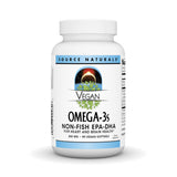 Source Naturals Vegan Omega3s, bouteille, gélules EPA/DHA pour soutien quotidien.