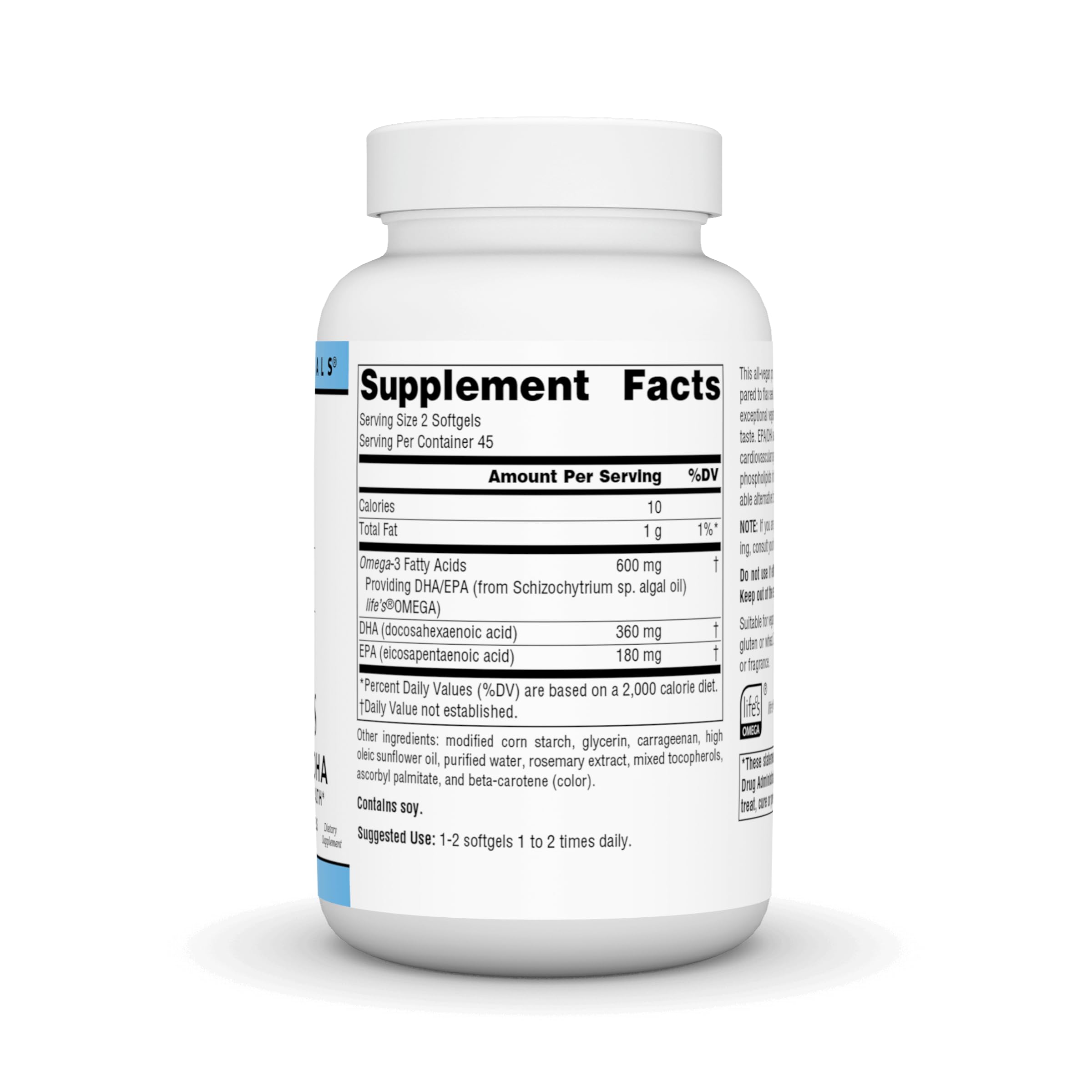 Source Naturals Vegan Omega3s, étui, gélules adaptées au mode de vie vegan.