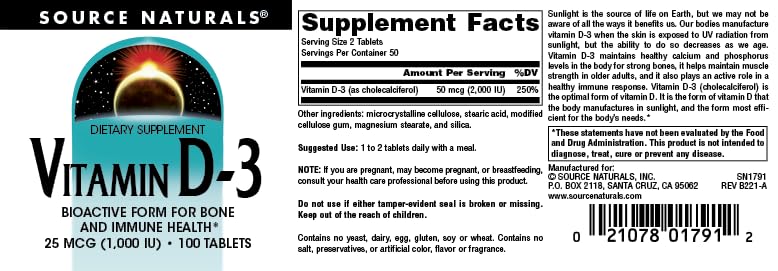Source Naturals Vitamine D-3: prise avec repas illustrant une routine quotidienne