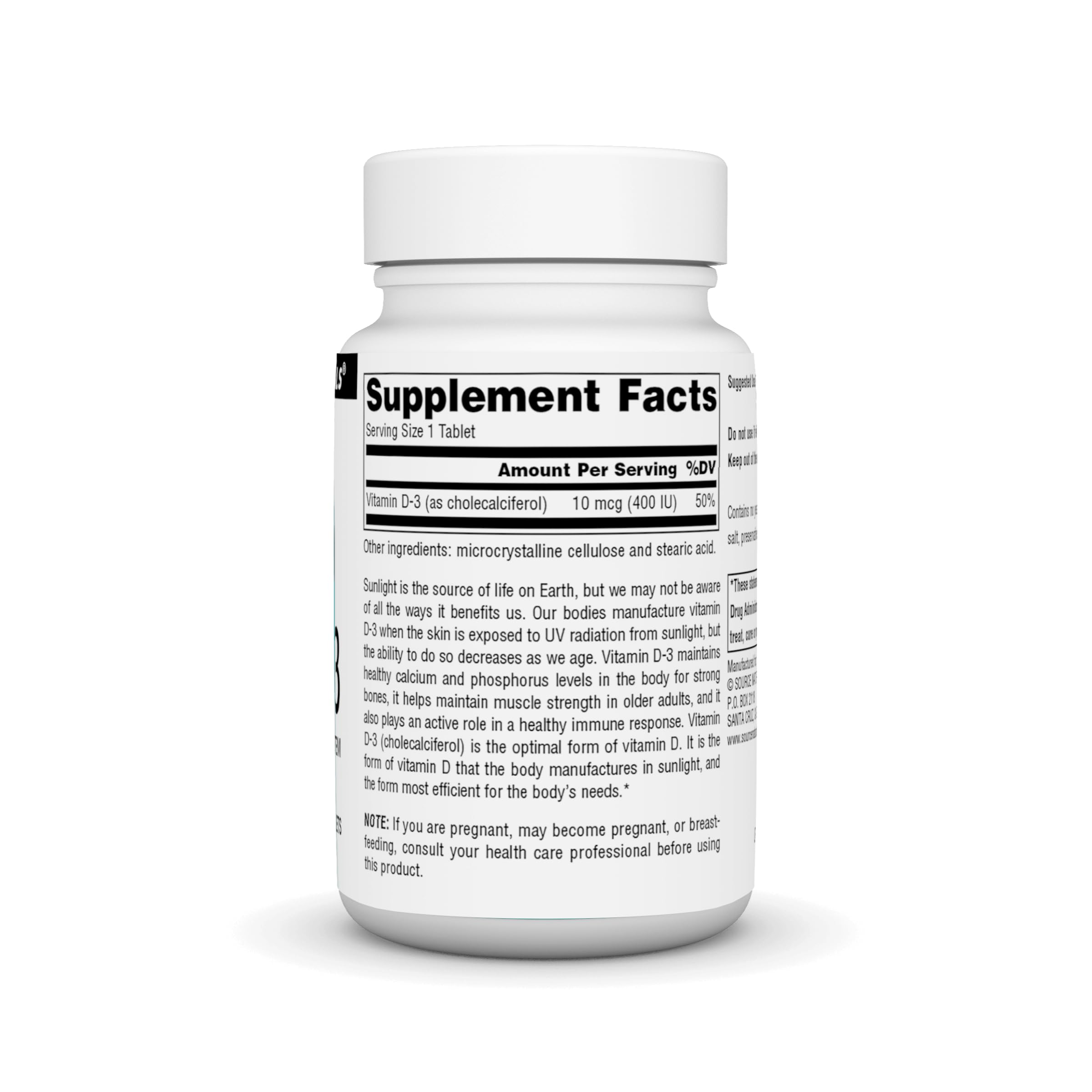 Source Naturals Vitamine D-3 comprimés, pratique après les repas.