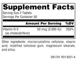 Source Naturals Vitamine D-3 1000 UI: tablettes visibles et utilisation suggérée