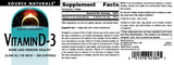 Source Naturals Vitamine D-3 – bouchon et flacon, fabriqué aux États‑Unis.