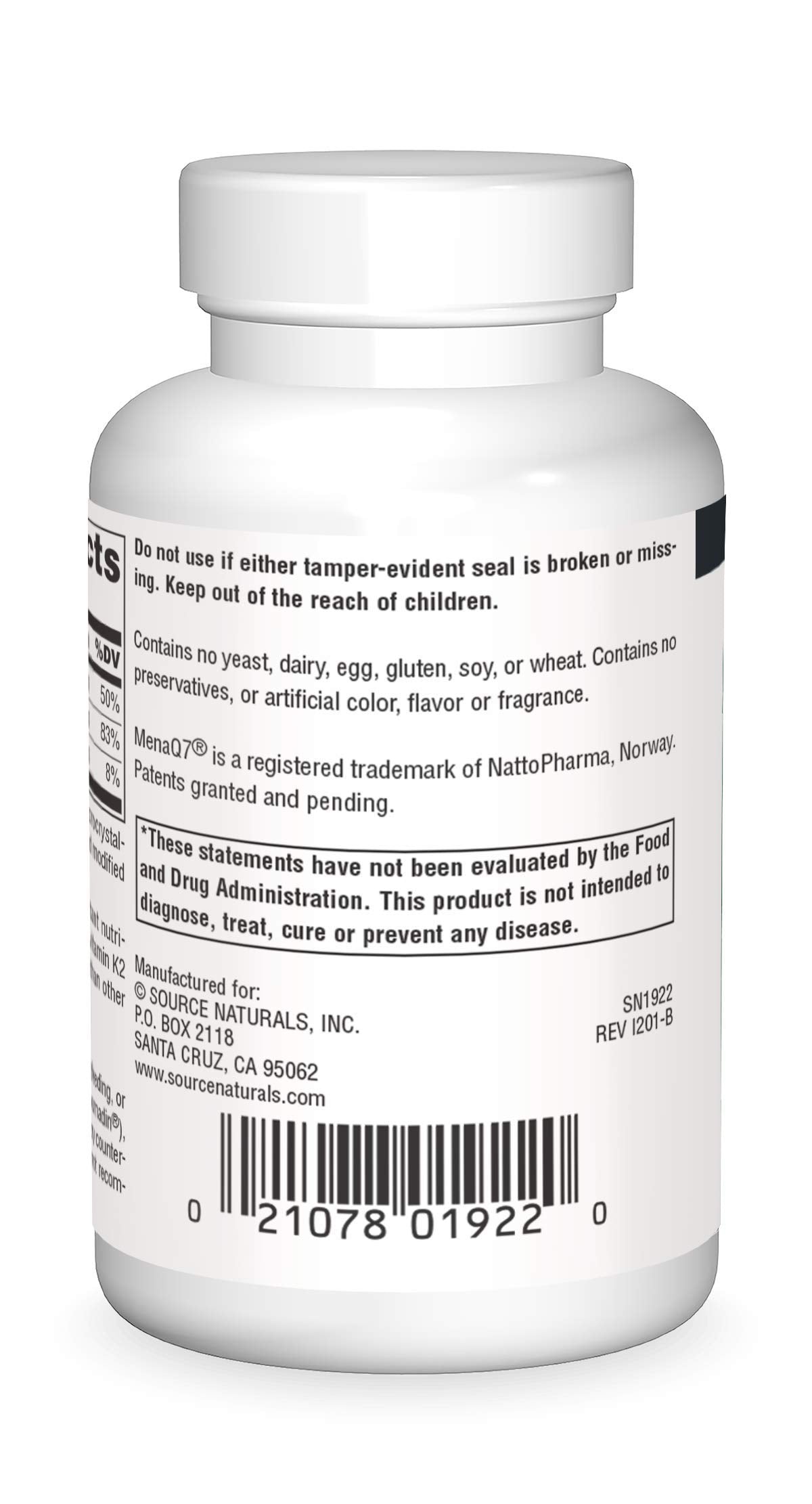 Source Naturals Vitamine K2+D3 – comprimés visibles, étiquette informative et bénéfice potentiel pour la vitalité.