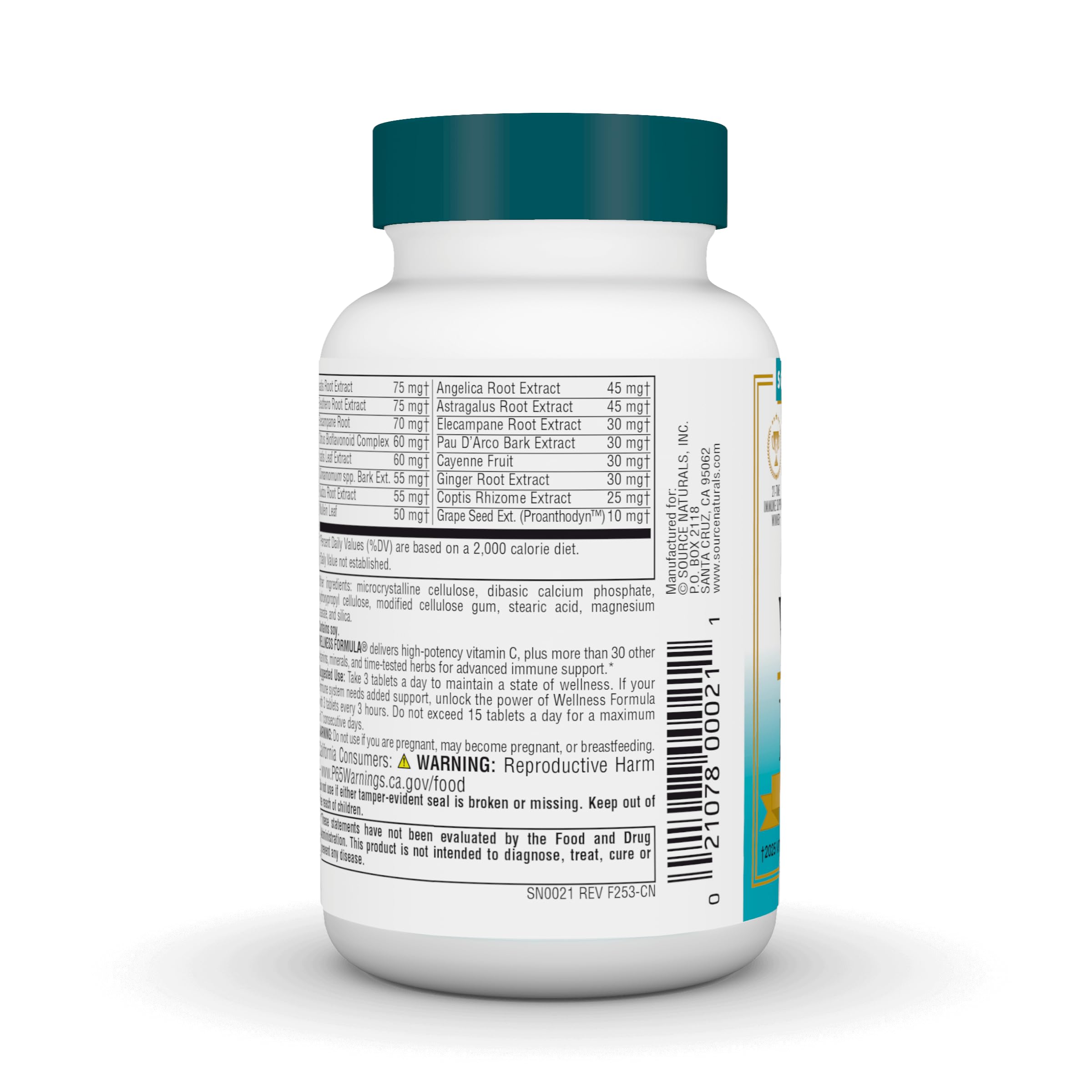 Source Naturals Wellness Formula, comprimés faciles à avaler et vitamines clés.