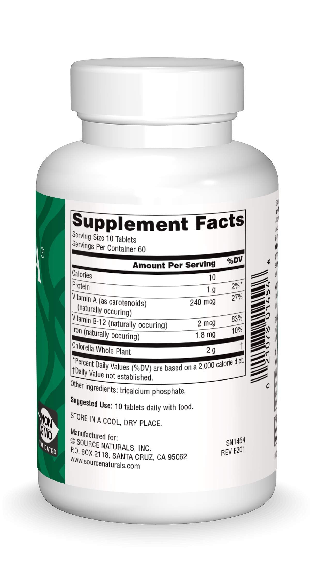 Yaeyama Chlorella tablettes 200 mg, source végétale de B12 pour végan.