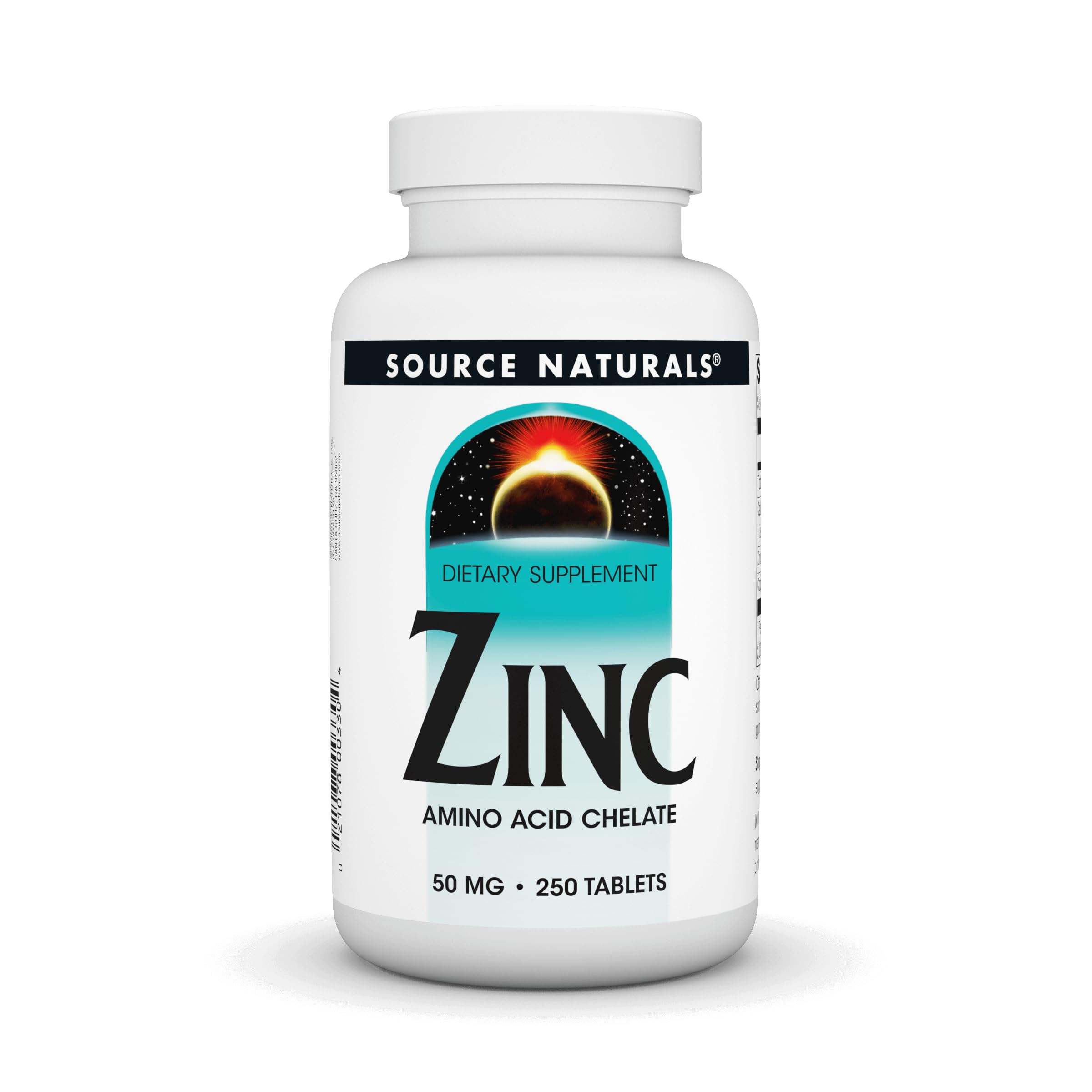 Source Naturals Zinc chelate 50 mg – comprimés, soutien des fonctions enzymatiques.
