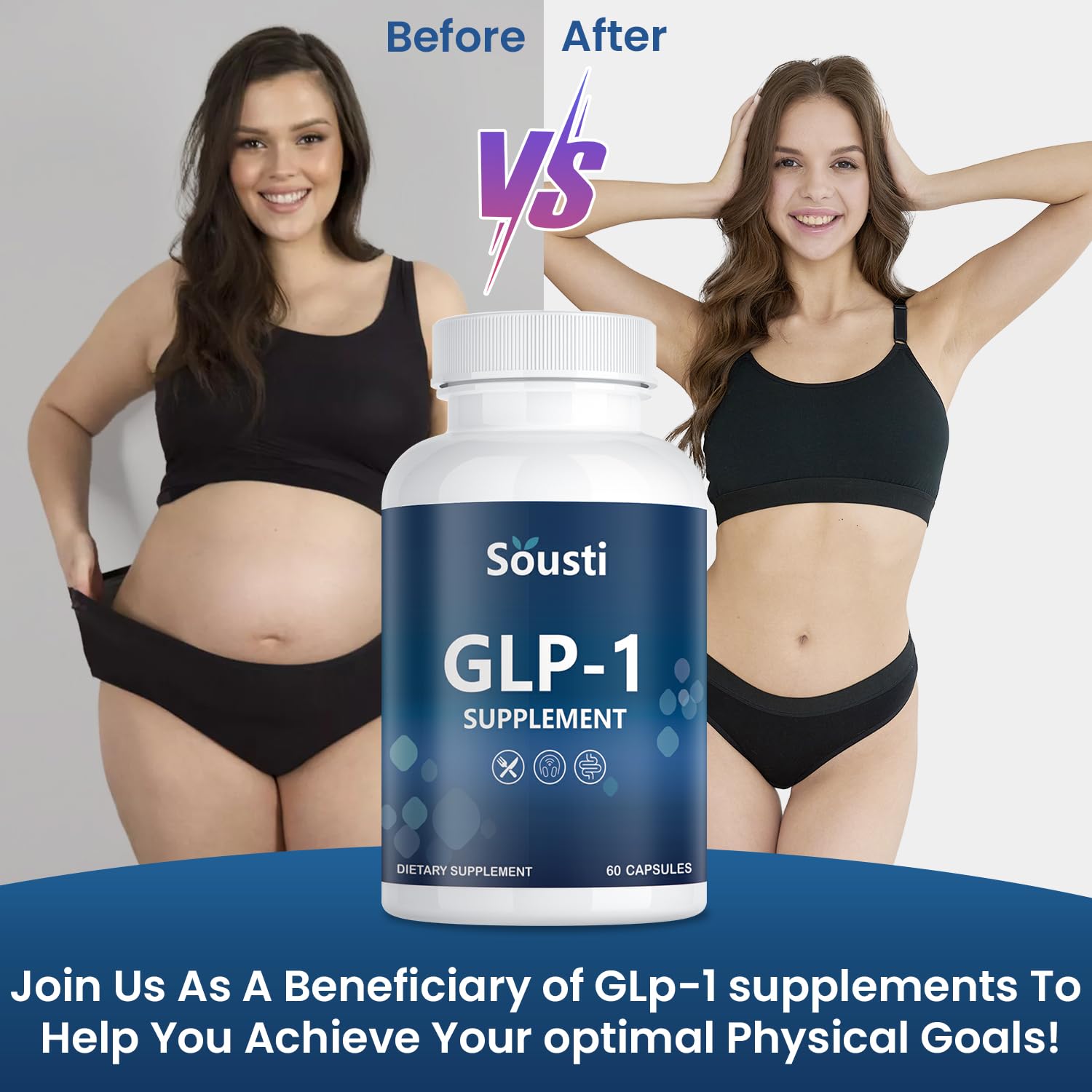 Emballage clair de Sousti GLP-1, pratique pour votre routine.