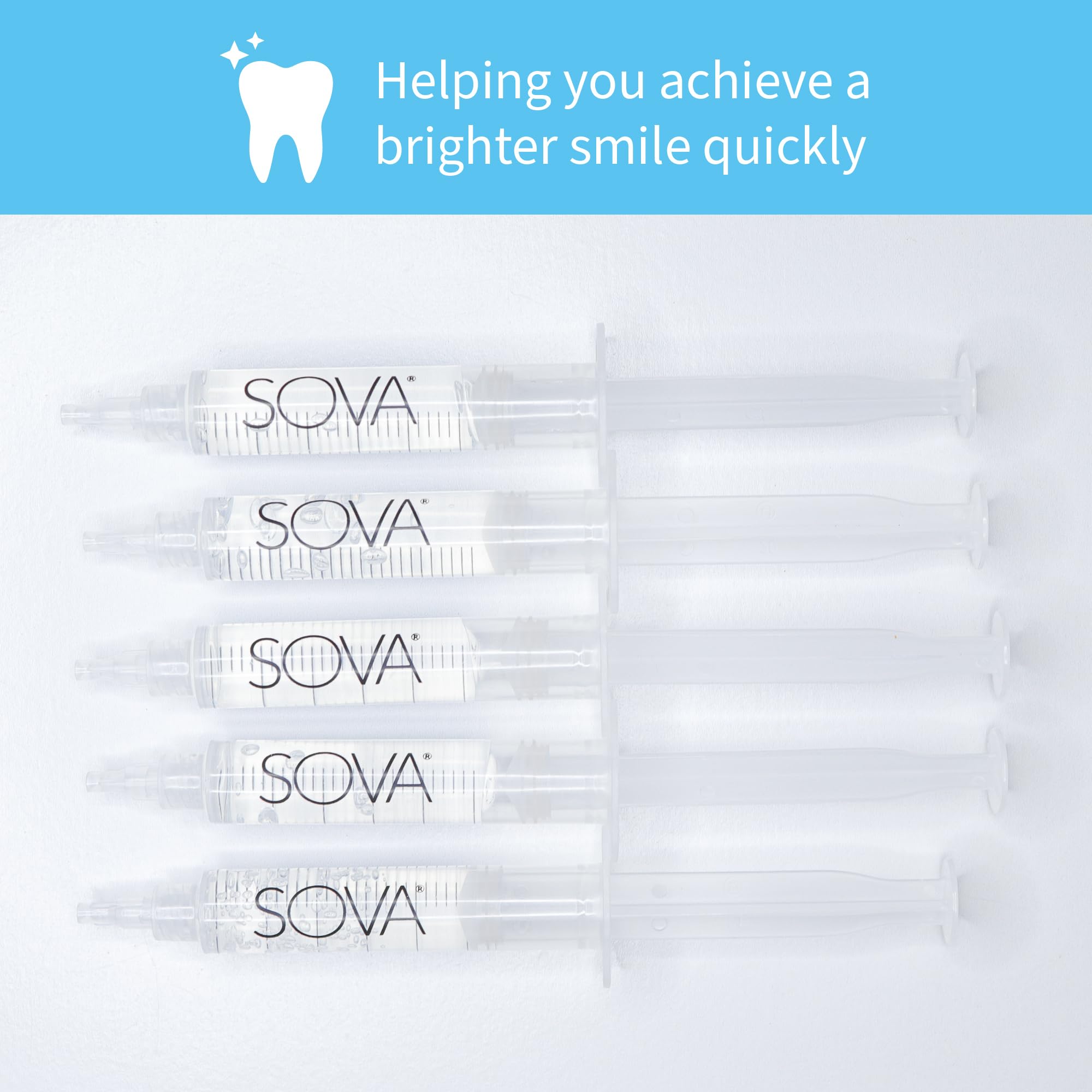 SOVA White: formule au peroxyde de carbamide 35% pour un blanchiment efficace.