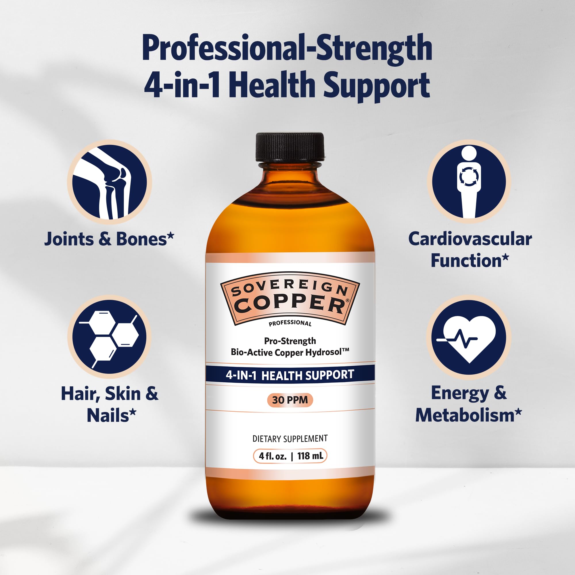 Sovereign Copper: gouttes versant dans un verre, dosage quotidien potentiel