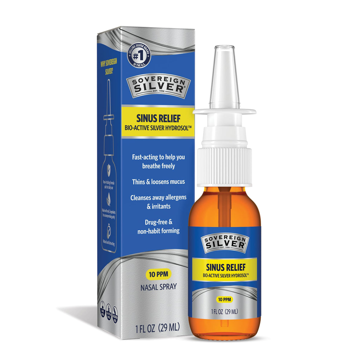Sovereign Silver diffuseur nasal argent, respiration claire après l'utilisation