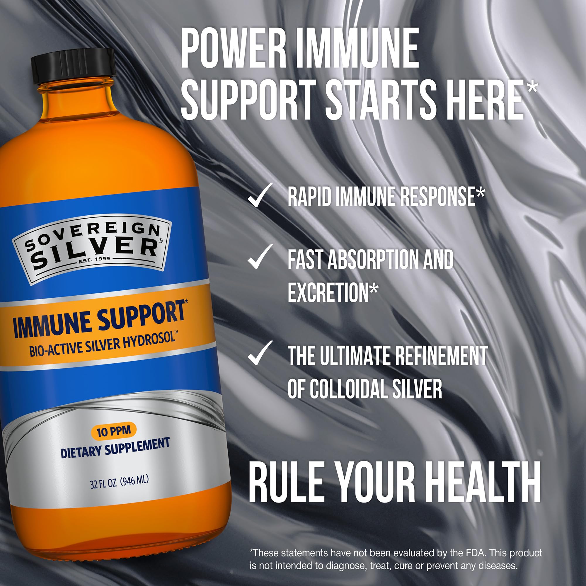 Sovereign Silver: liquide clair, aspect translucide du produit.