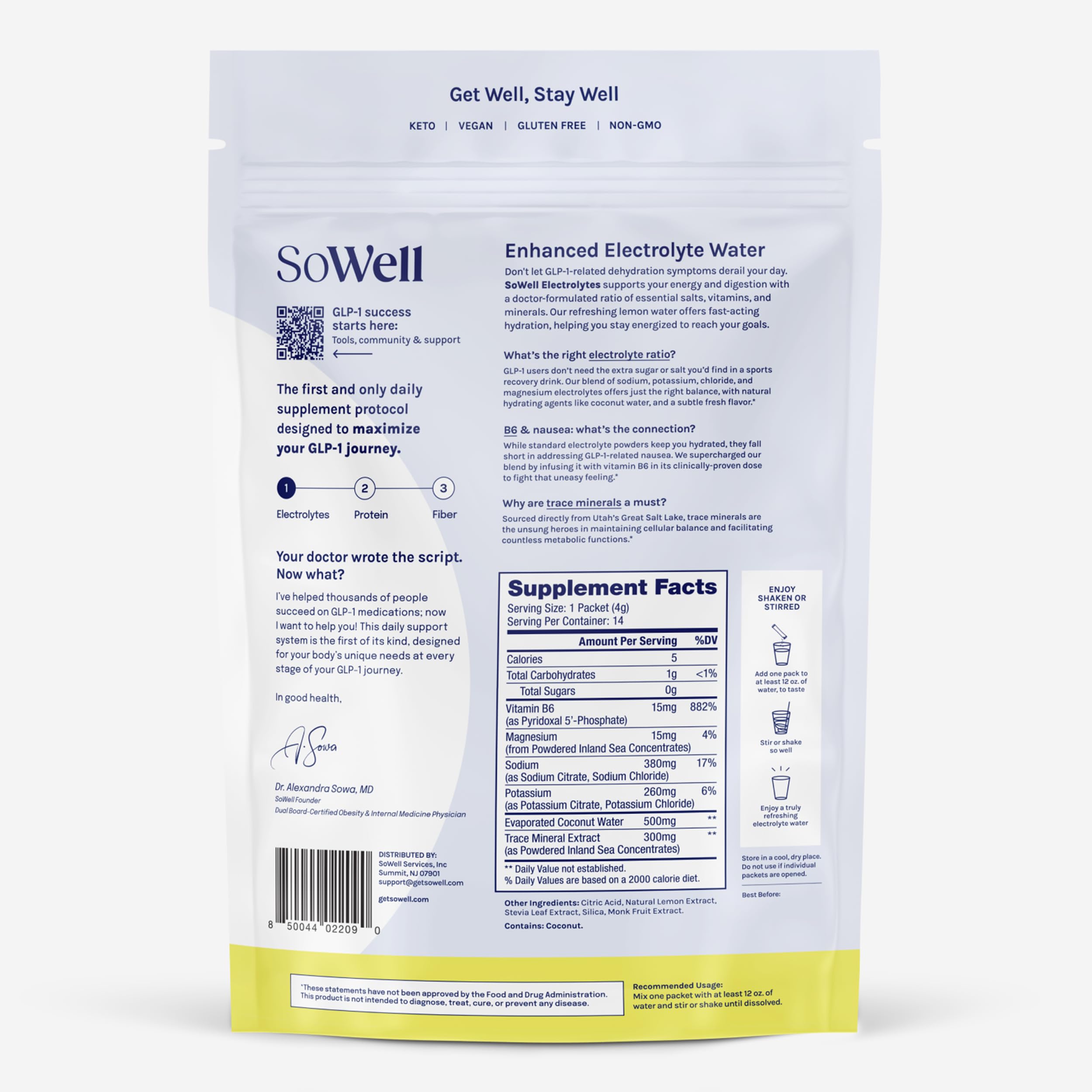 Sowell Electrolytes coffret 14 sachets: praticité en déplacement hydratant.