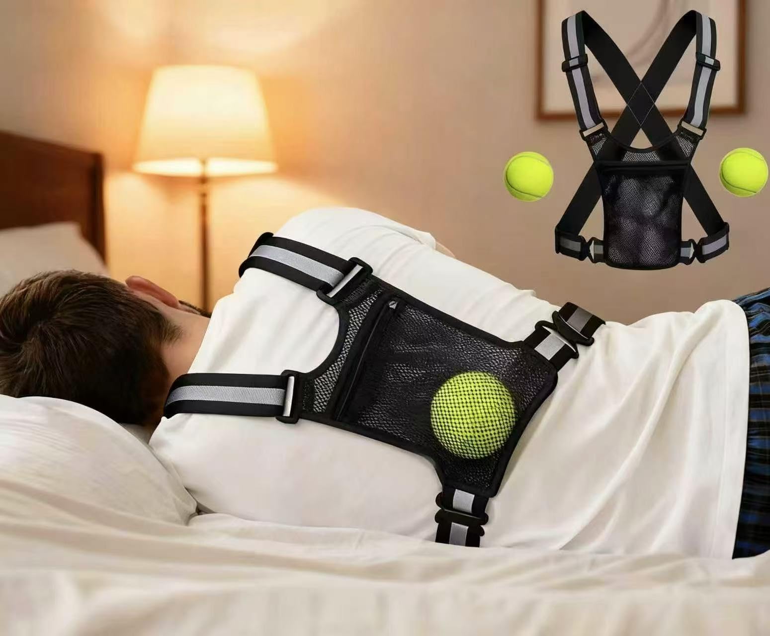 Soxtianrui trainer-sommeil-cote en action sur lit favorisant une posture latérale.