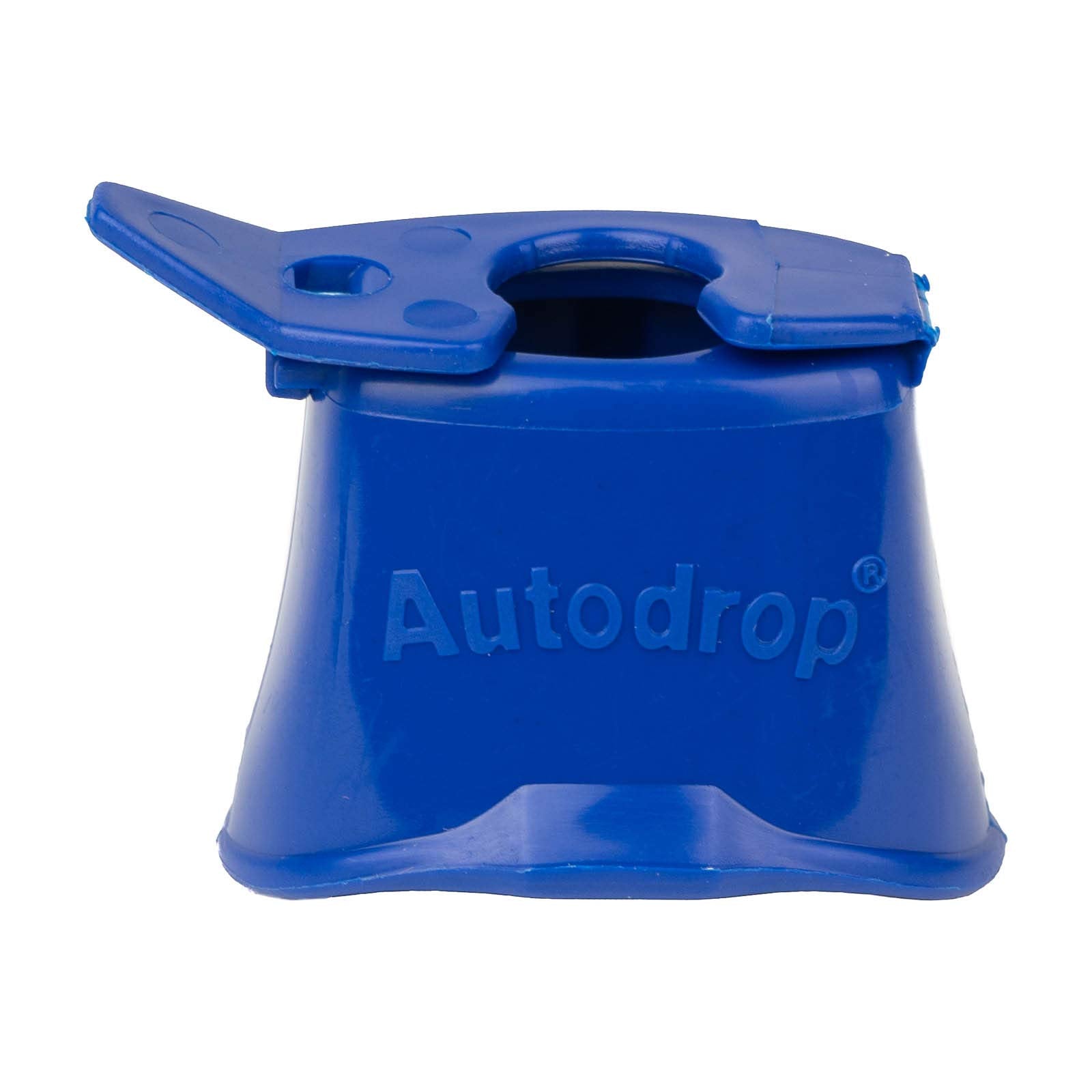 SP Ableware Autodrop Guide – vue de face montrant l’appareil bleu facilitant l’application précise des gouttes