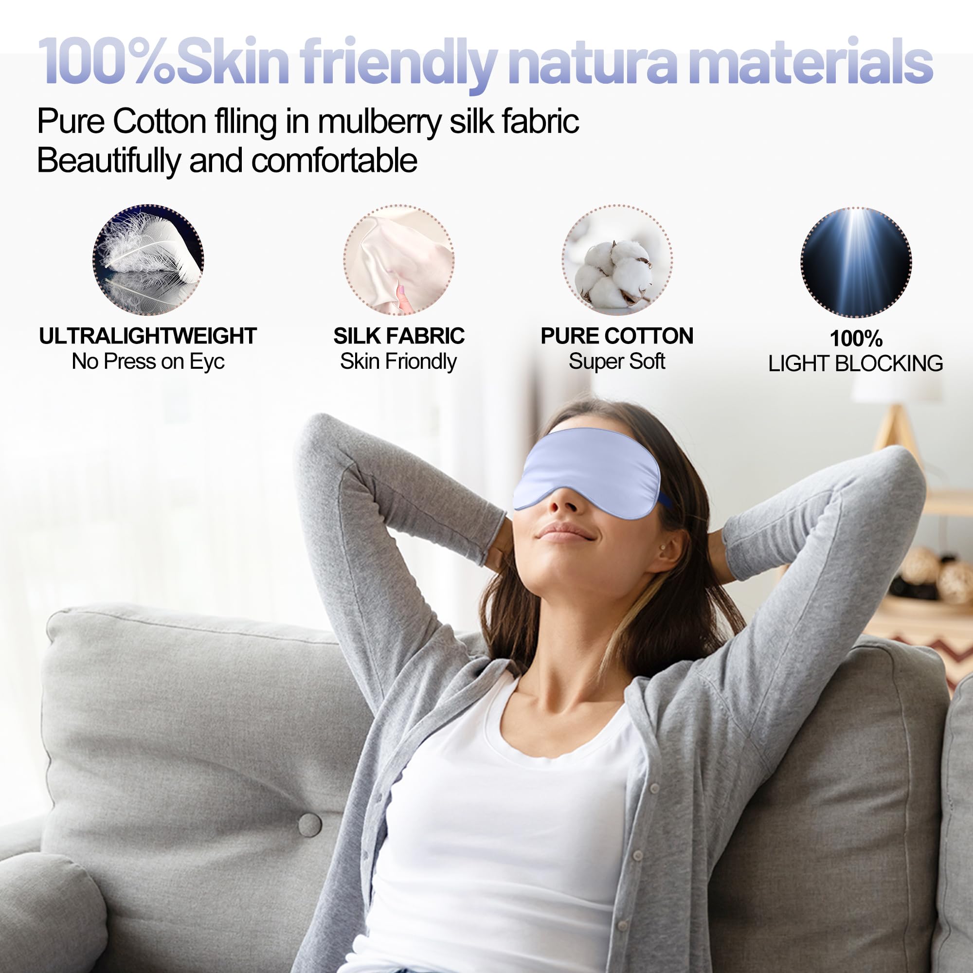 SpacePower masque en soie aide à réduire la fatigue oculaire et les irritations lumineuses.