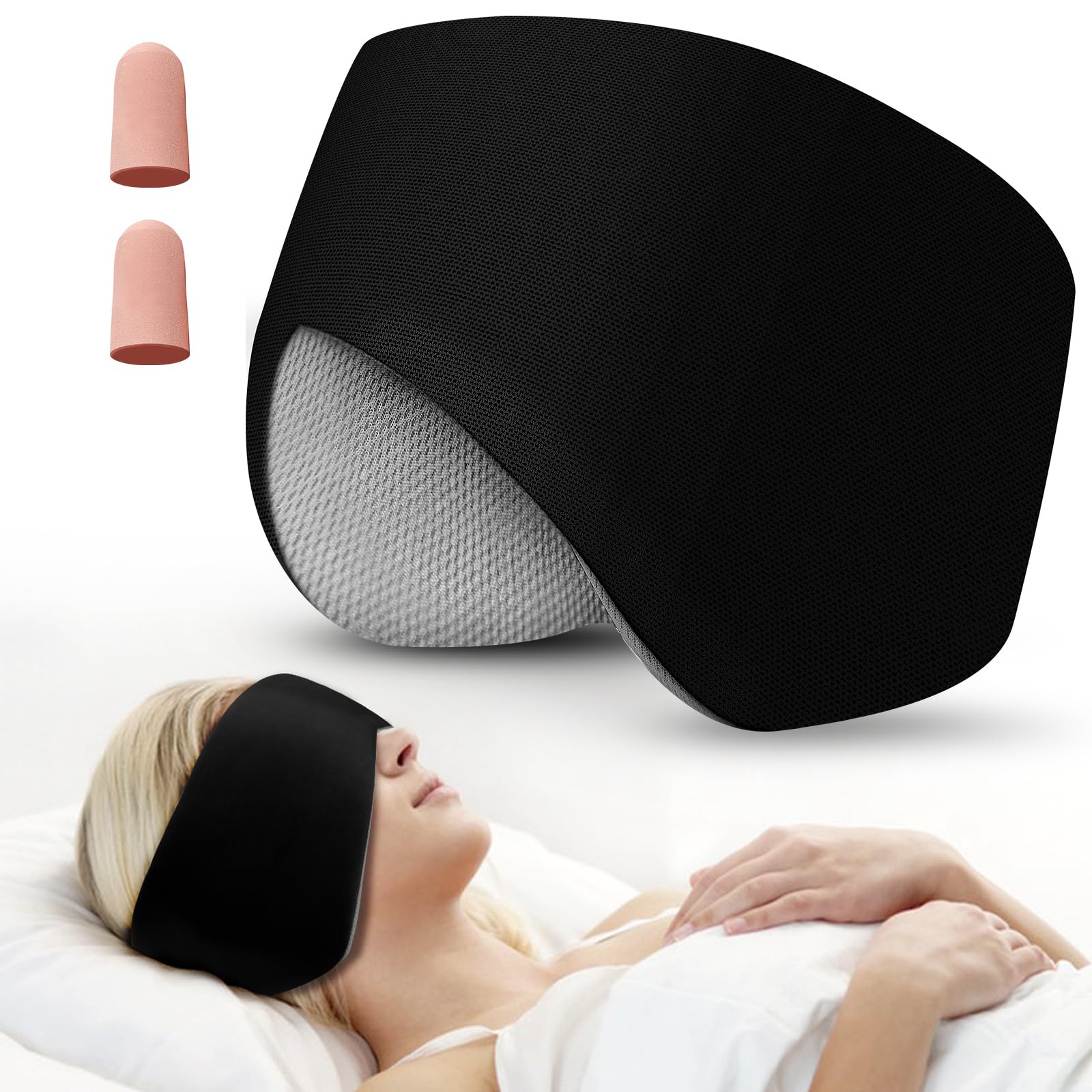 SpacePower masque-sommeil 2en1 yeux et oreilles bloque la lumière pour un sommeil profond.