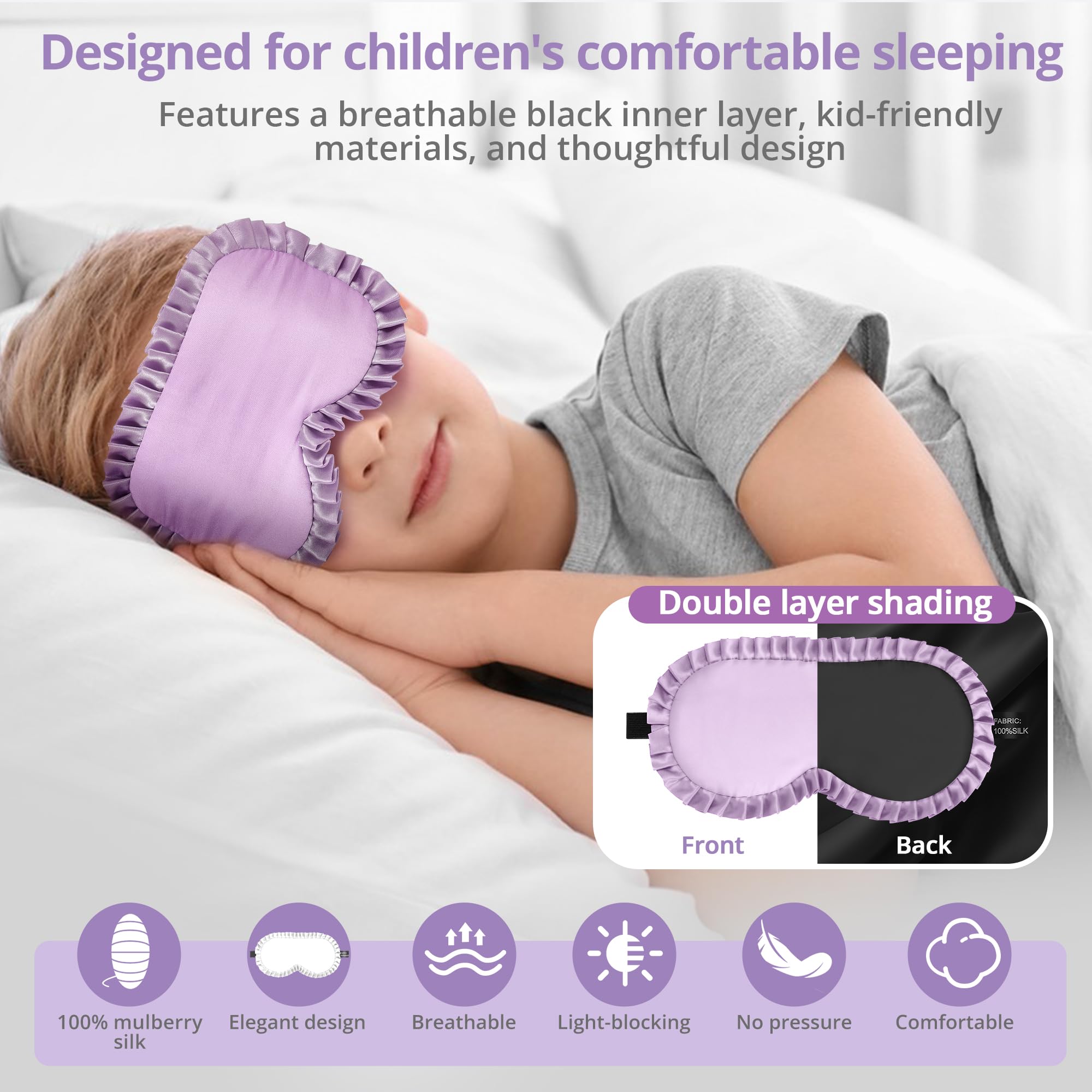 spacepower masque-sommeil-enfant-contour-lumiere-pourpre: bloque la lumière sans pression sur les yeux.