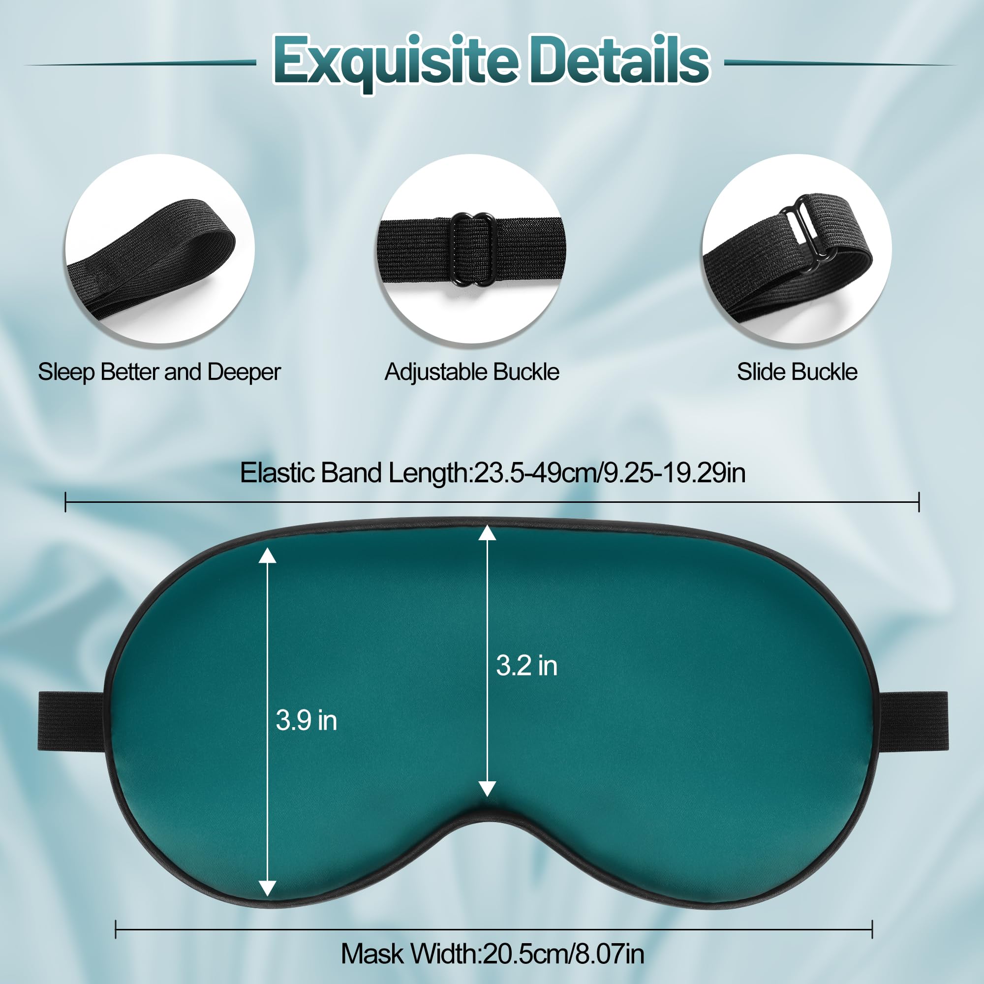 SpacePower masque obscurcissant satin vert, lumière bloquée pour un sommeil profond.