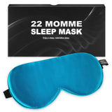 SpacePower masque en soie 22 mommes bleu paon — vue avant, bloque la lumière pour un sommeil profond.