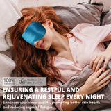 SpacePower masque en soie 22 mommes bleu paon — bande réglable pour un ajustement sûr toute la nuit.