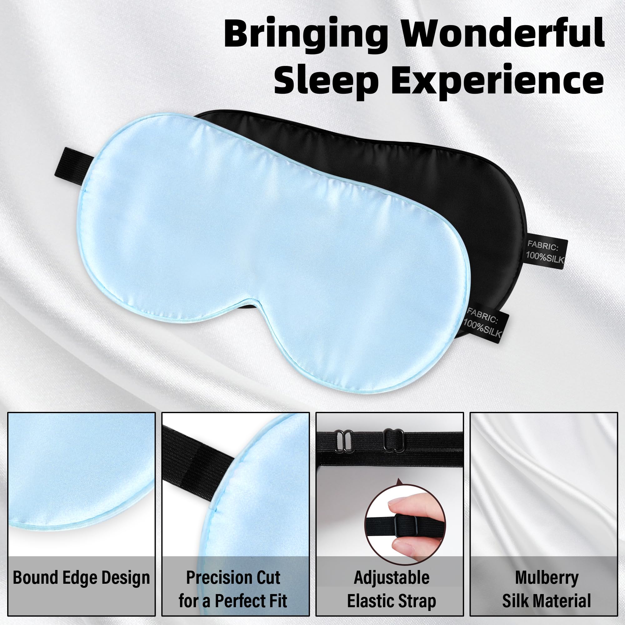 SpacePower masque yeux soie pour enfant, ajustable pour toutes les têtes et positions.