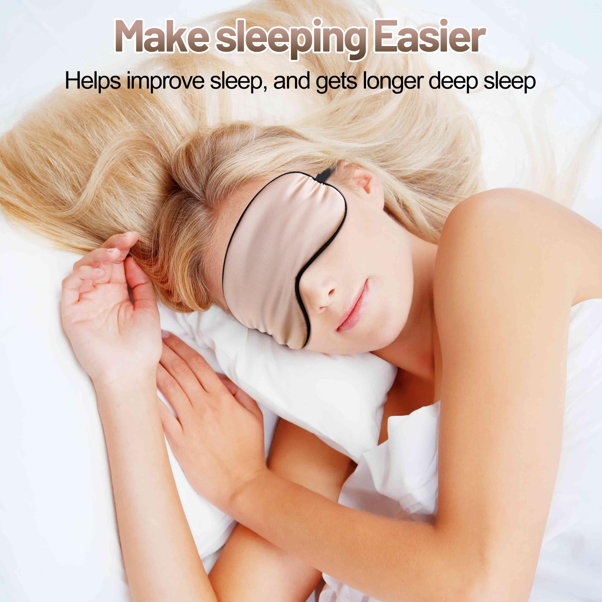 Spacepower masque yeux en soie rose – bande réglable assurant un maintien sans pression.