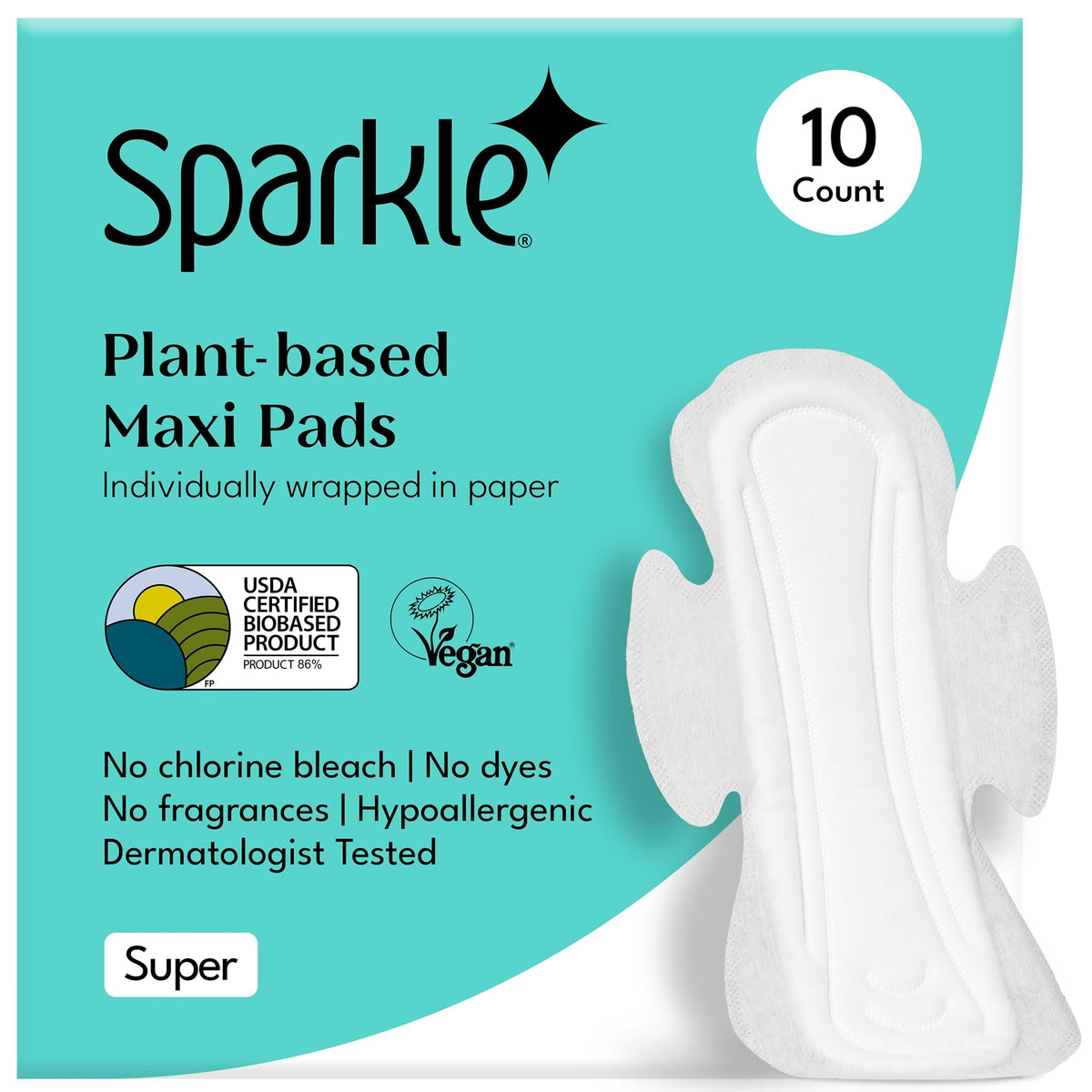 Sparkle protections hygieniques dix-unités emballage pratique et discret.