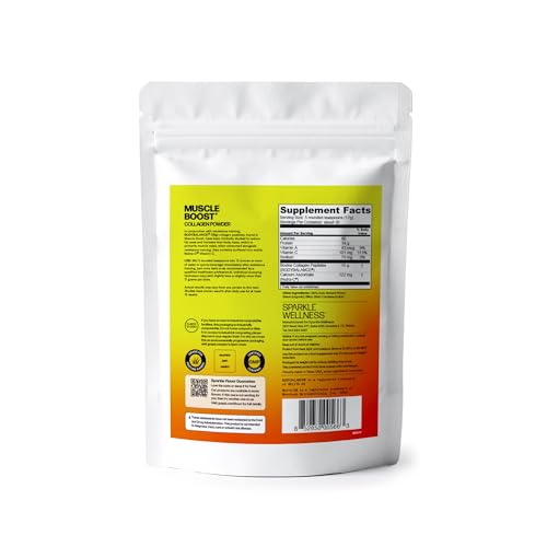 Sparkle Wellness Muscle Boost Poudre collagène orange – Poudre facile à mélanger.