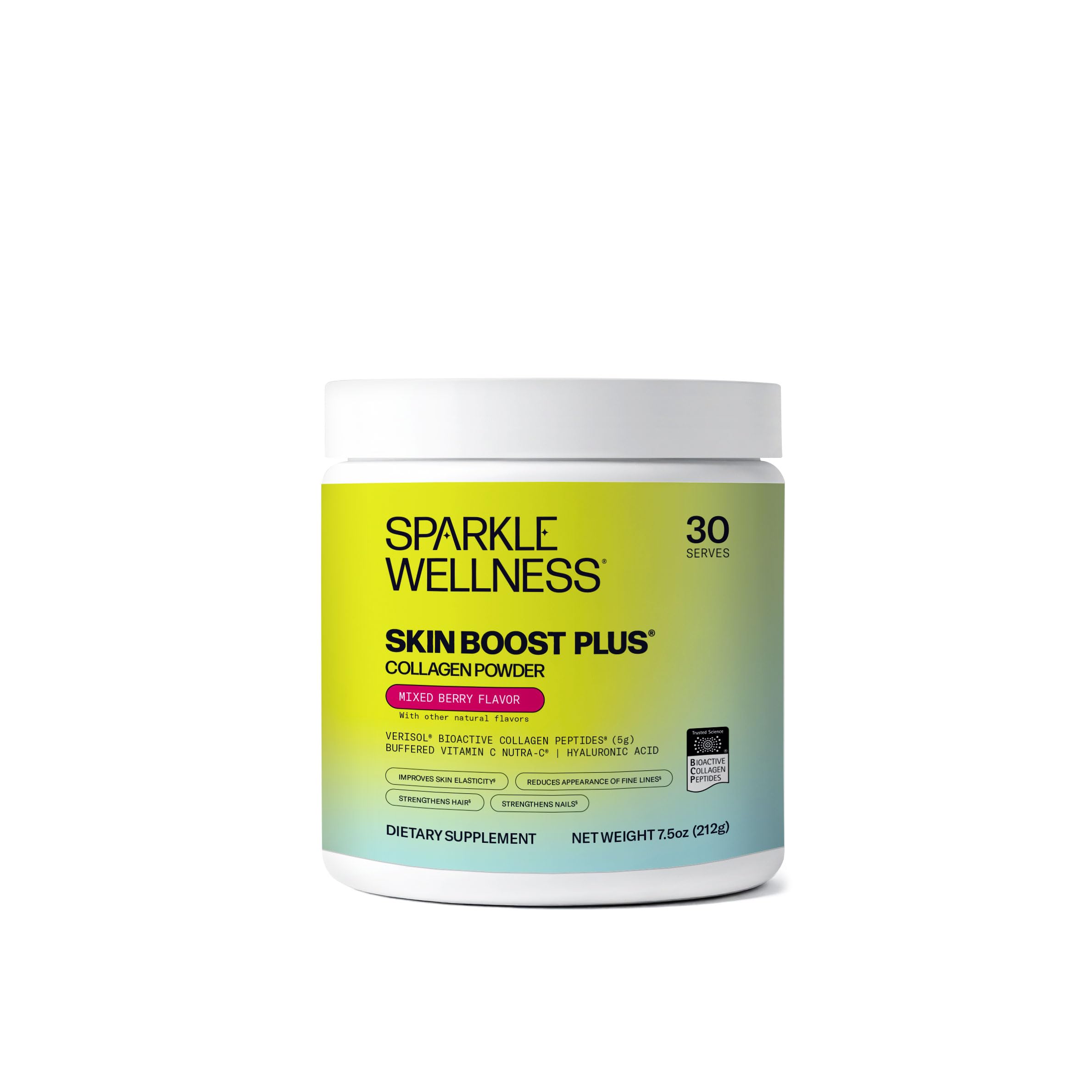 Sparkle Wellness VERISOL, bouteille du complément, soutien potentiel peau et cheveux.